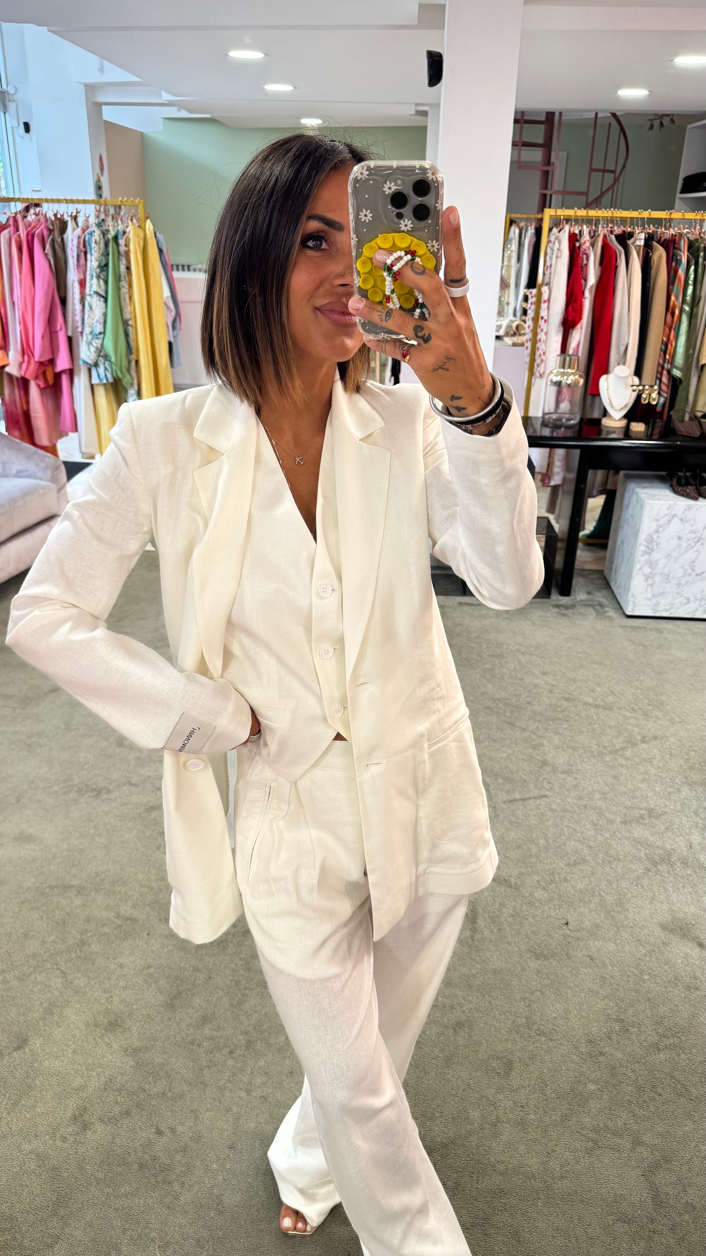 Blazer bianco in lino hinnominate