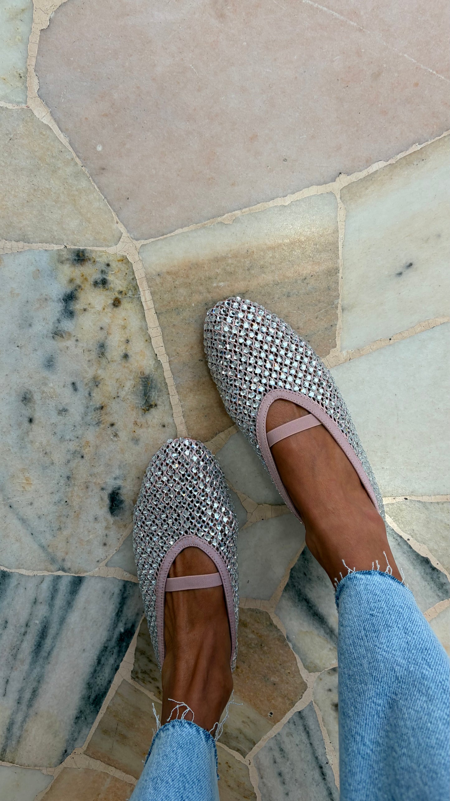 Ballerina rosa in rete crystal