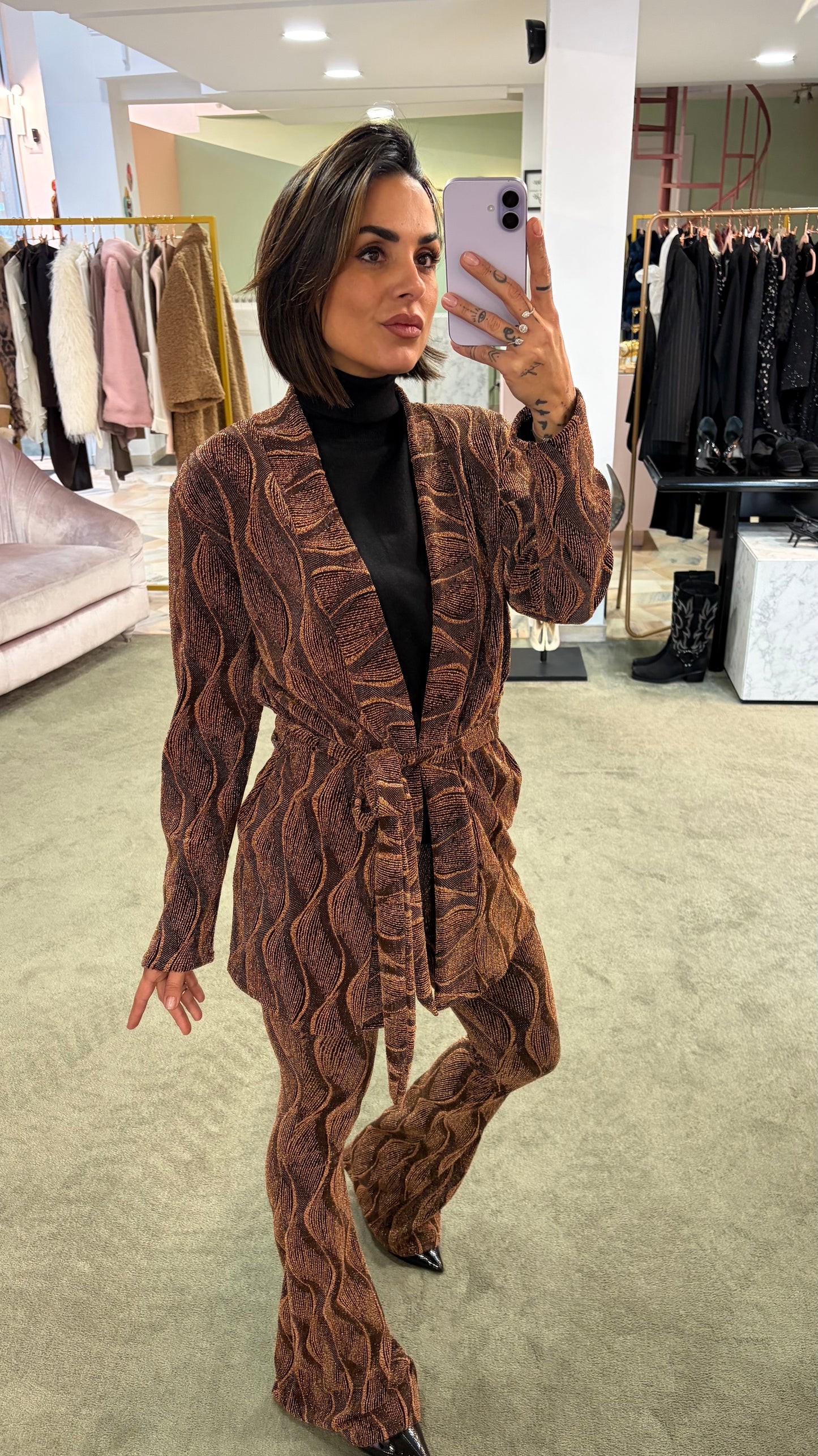 Cardigan fantasia ruggine lurex mq