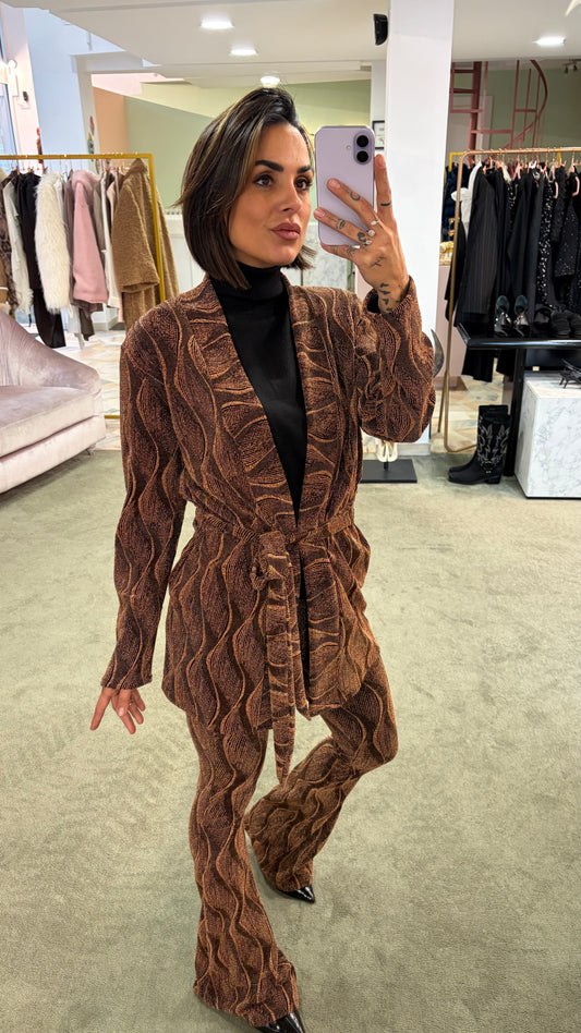 Cardigan fantasia ruggine lurex mq