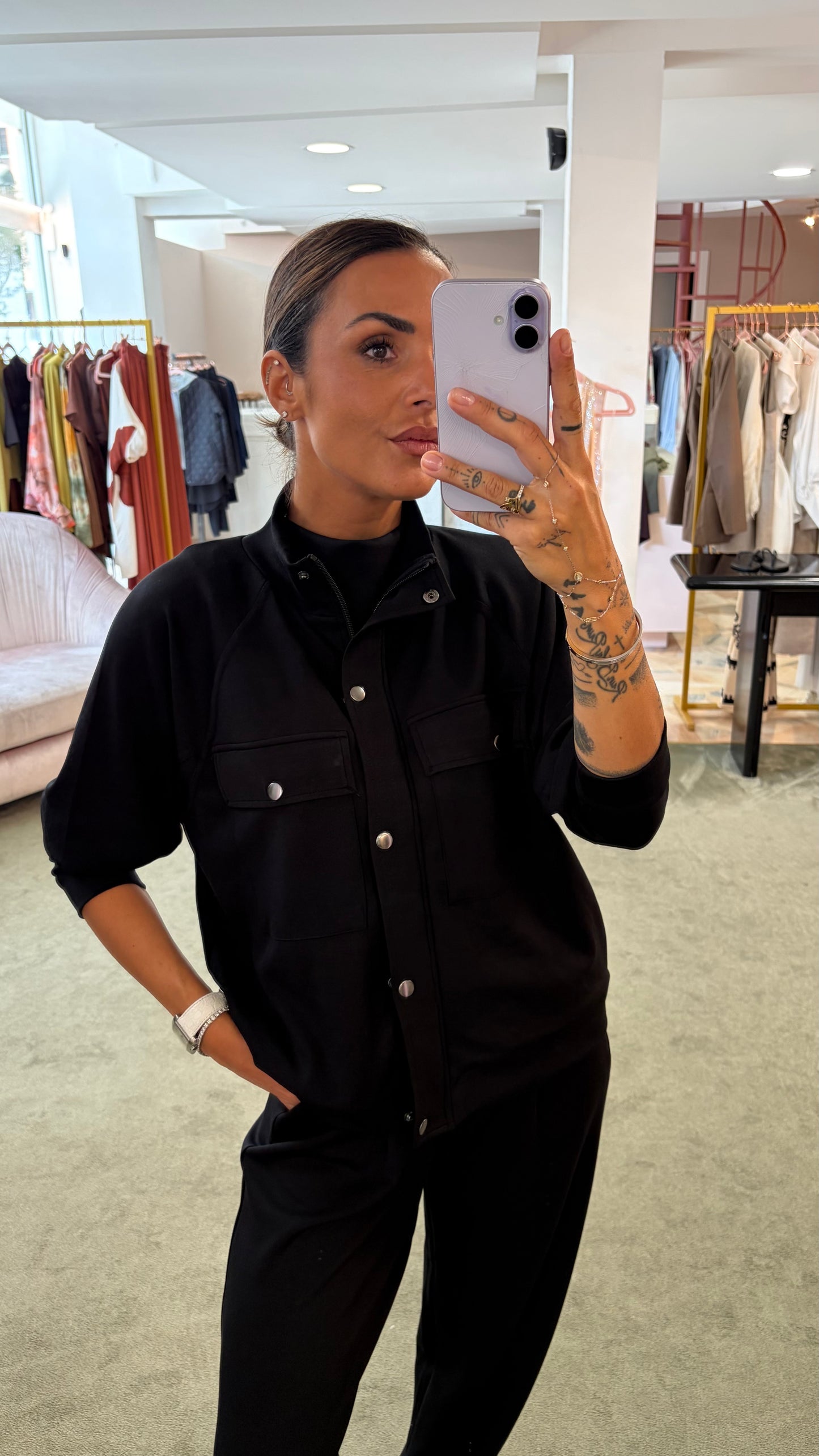Pantaloni tuta nero in modal sy