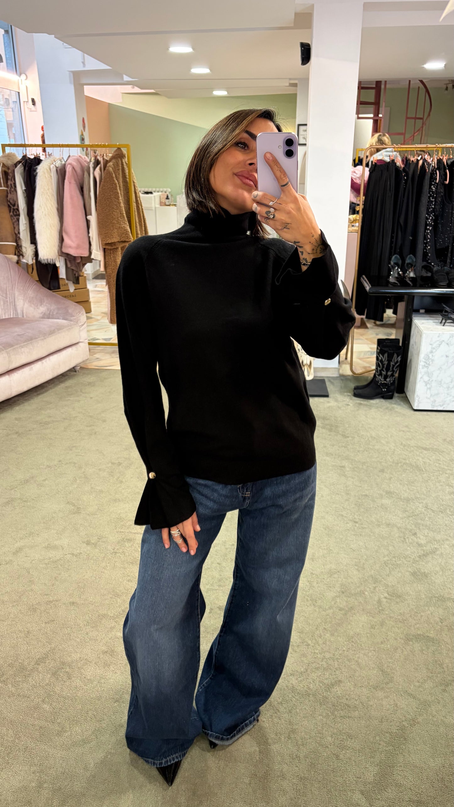 Dolcevita nero manica a calla fr