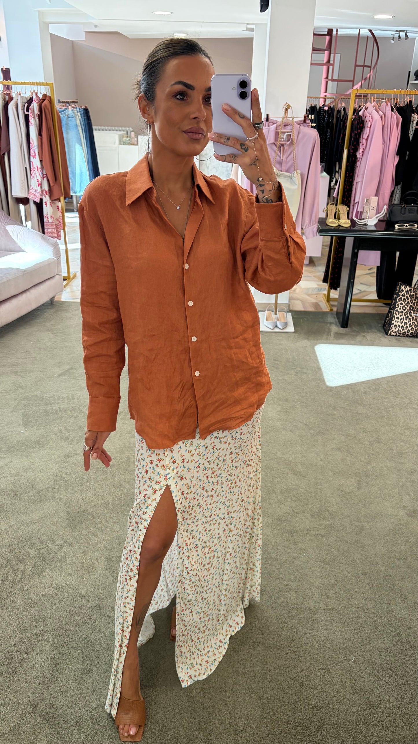 Gonna lunga anita MAR DE MARGARITAS bianca e fiorellini con spacco