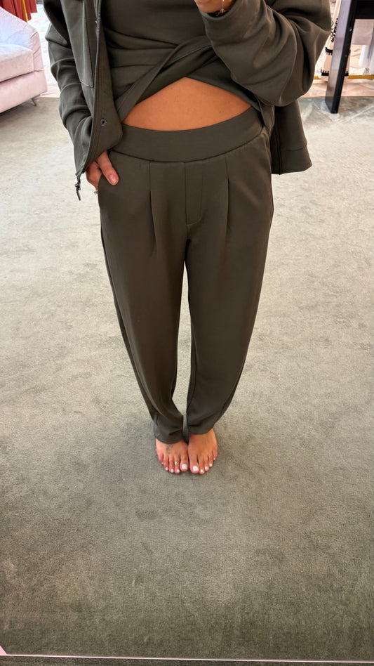 Pantaloni tuta verde militare in modal sy