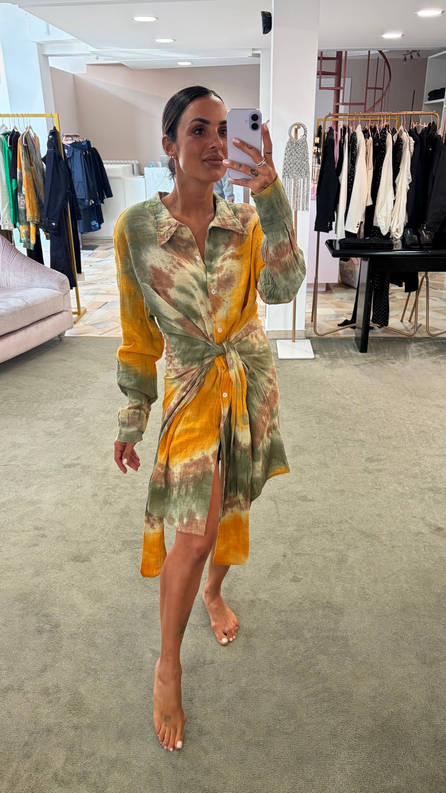 Abito giallo verde tie-dye in garza Don't@Me