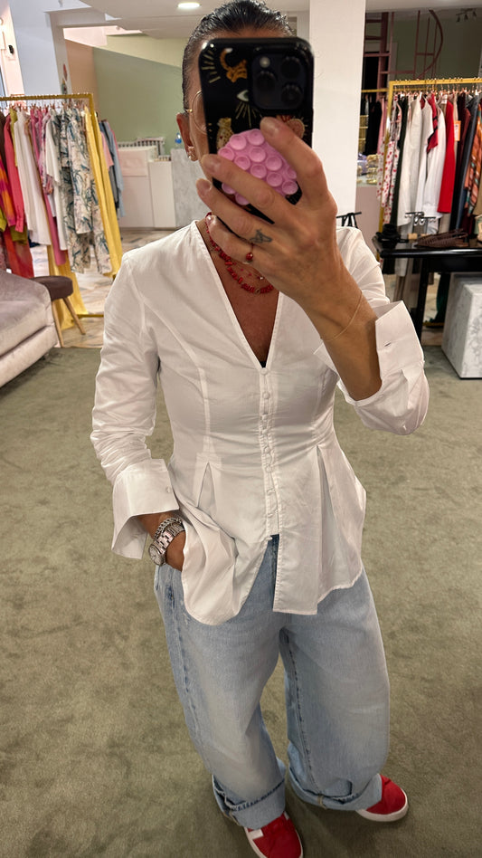 Camicia bianca scollo a v sciancrata sl