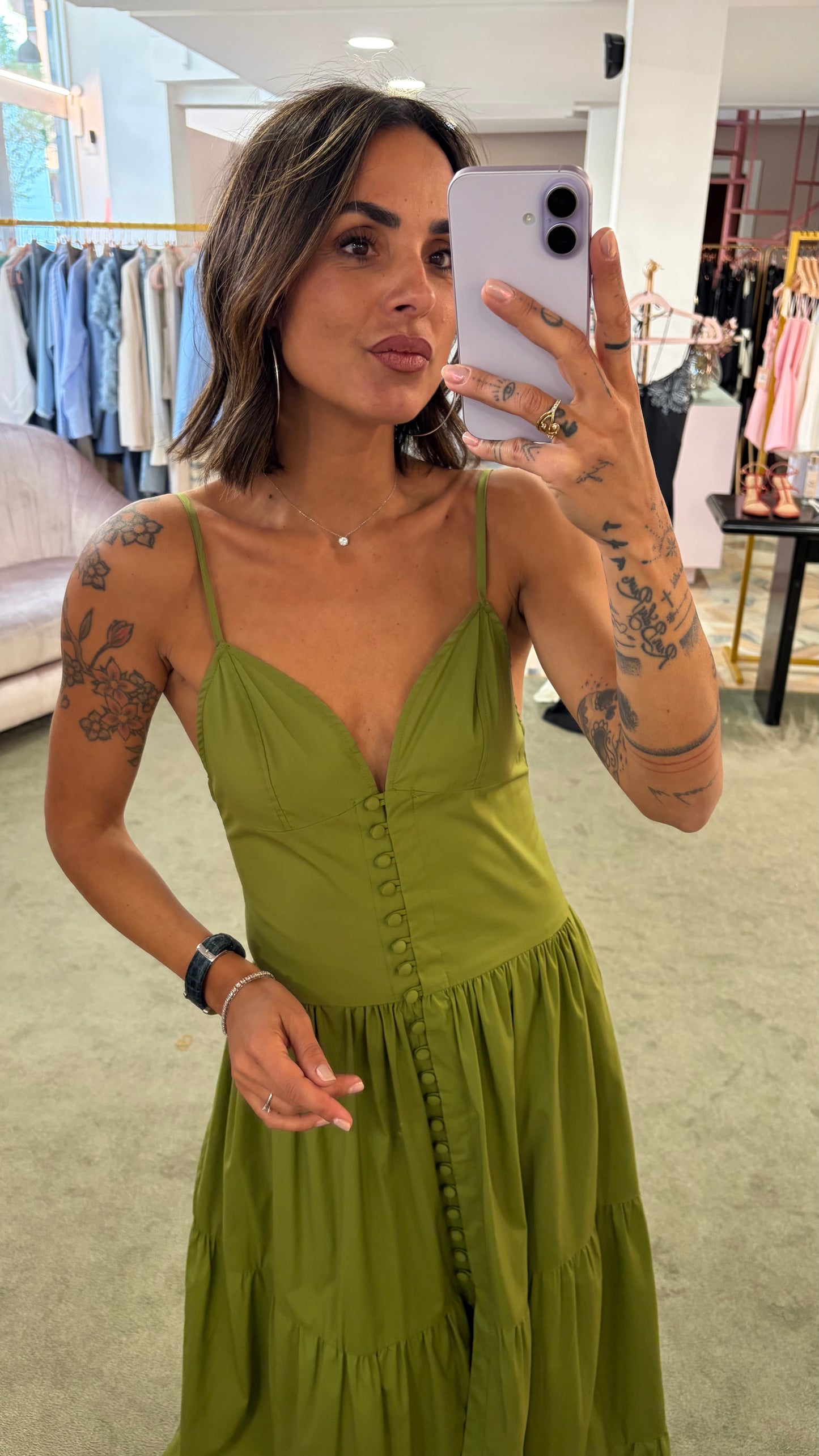 Abito lungo verde oliva Me Fui
