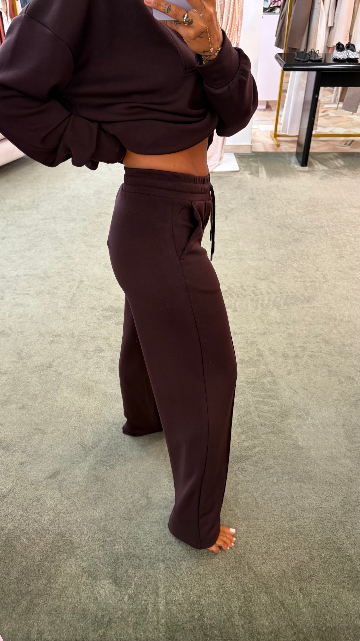 Felpa scollo a v con zip vinaccia bordeaux  in modal sy