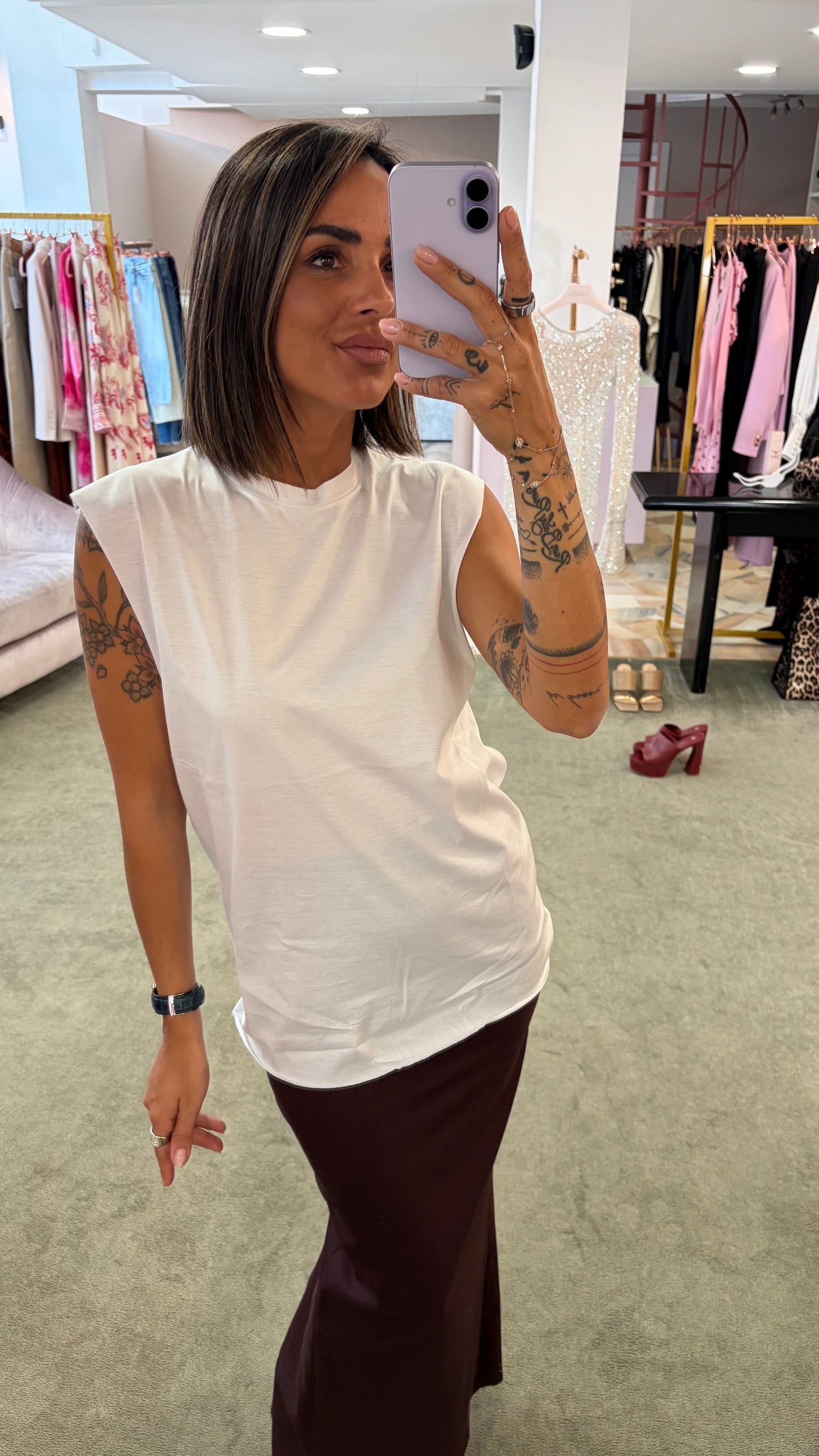 Canotta bianca over taglio vivo Marsem