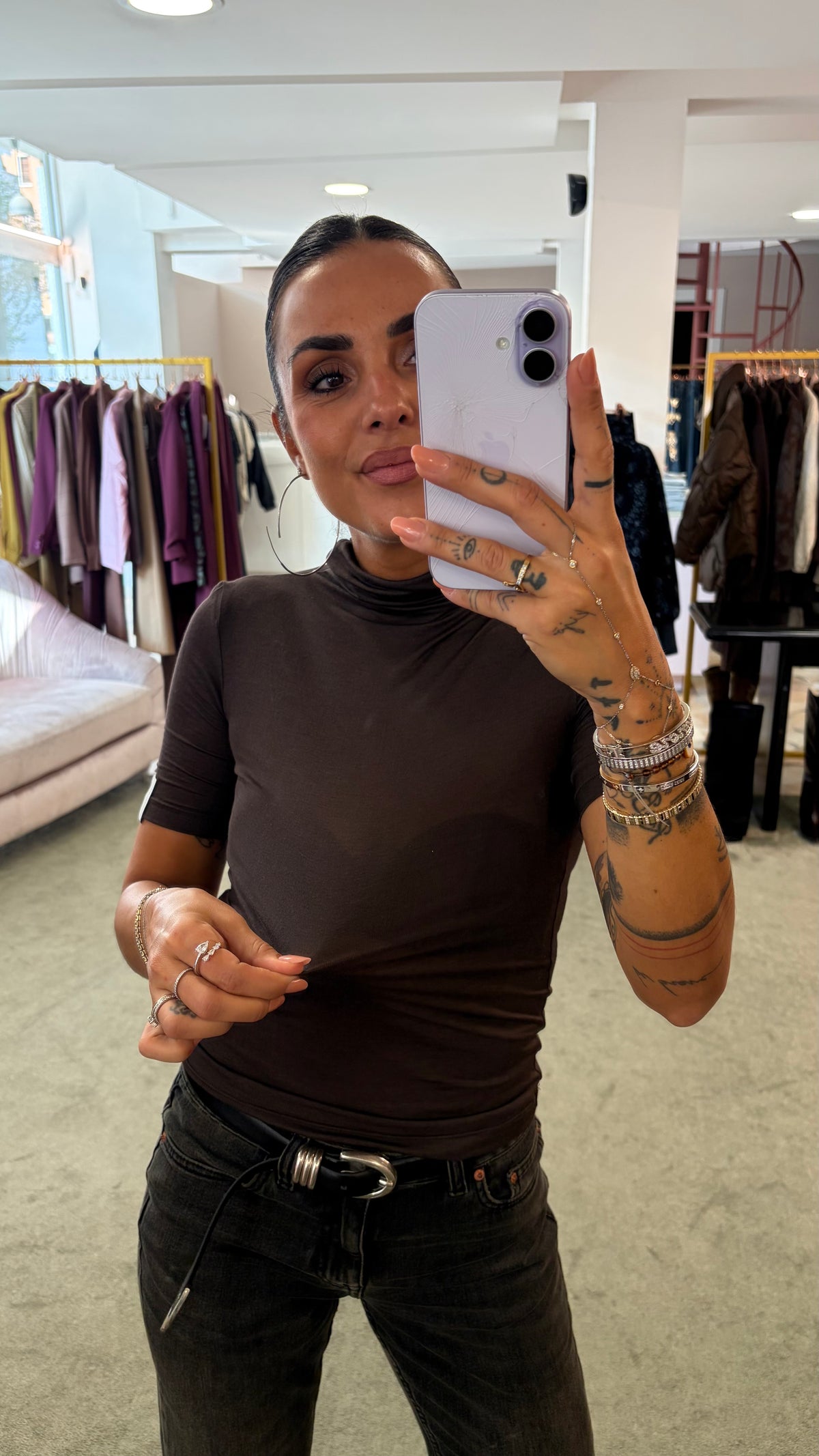 Maglia lupetto marrone maniche corte Hinnominate