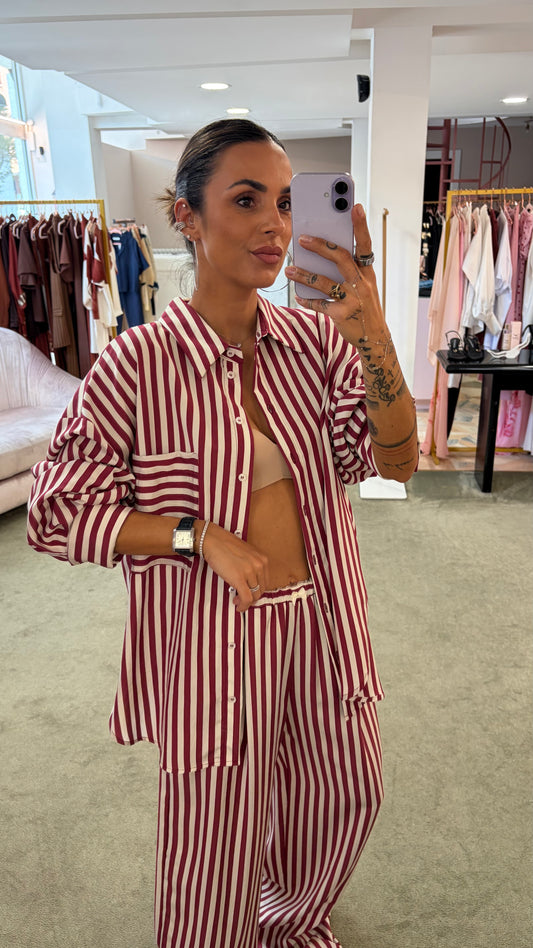 Camicia bordeaux over a righe ks