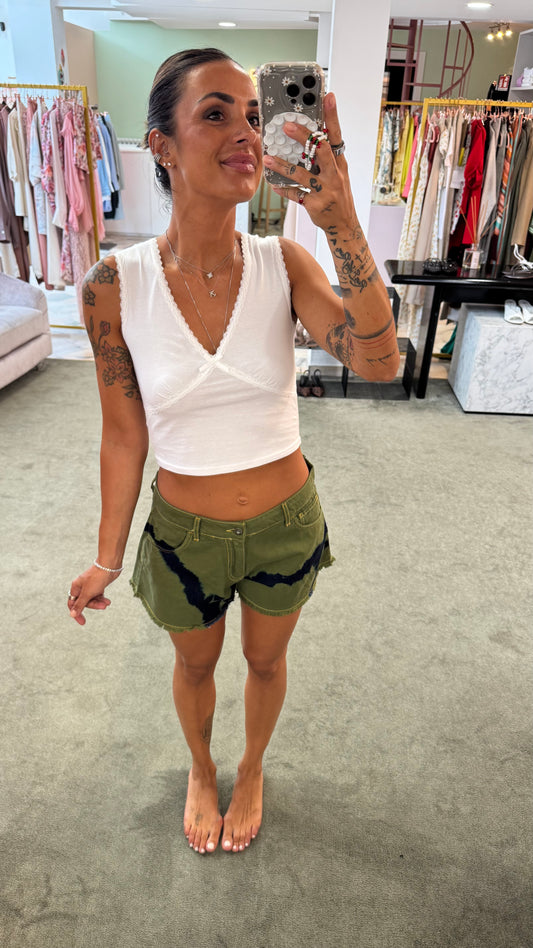 Shorts verde militare tie-dye Don't@me