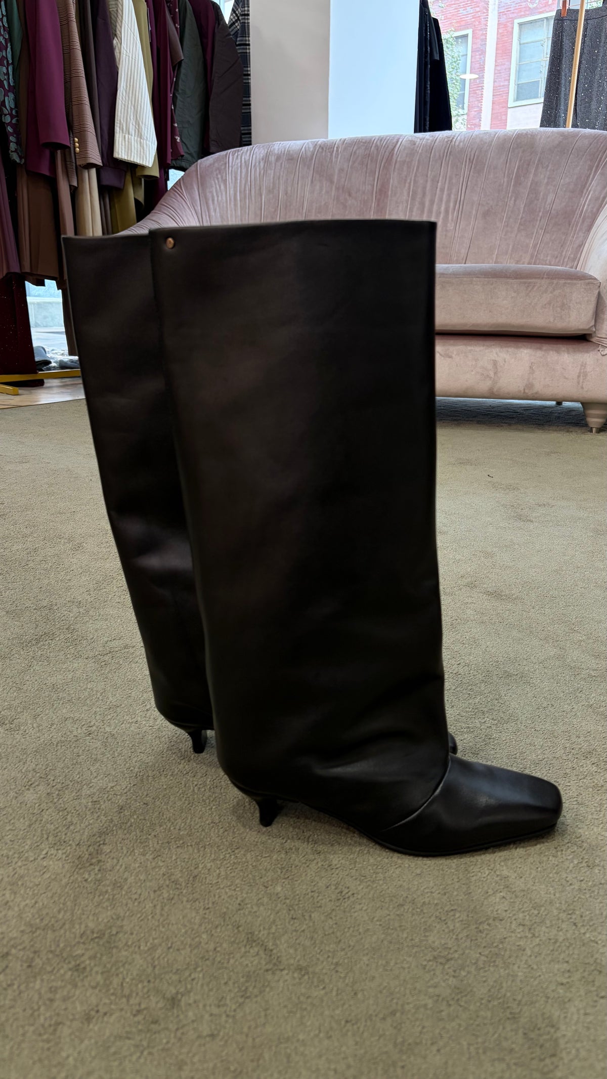 Stivale nero in pelle tubolare bx