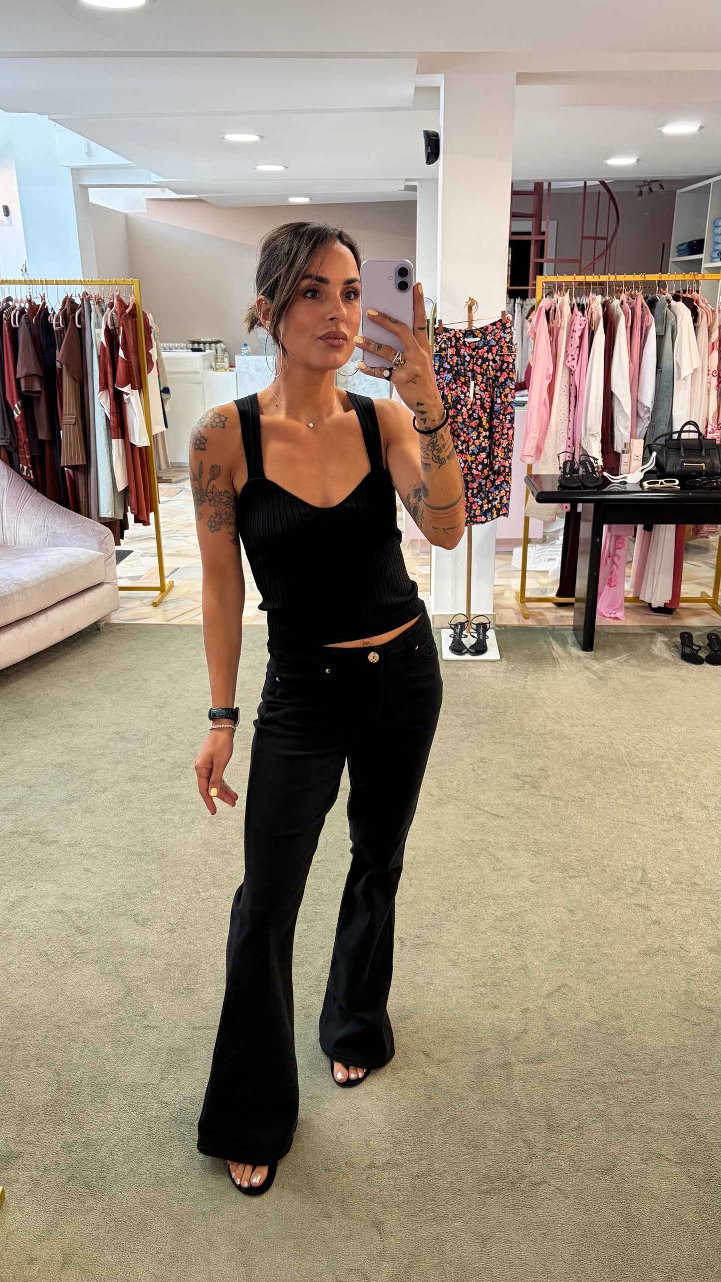 Jeans a zampa nero elasticizzato fr pe26