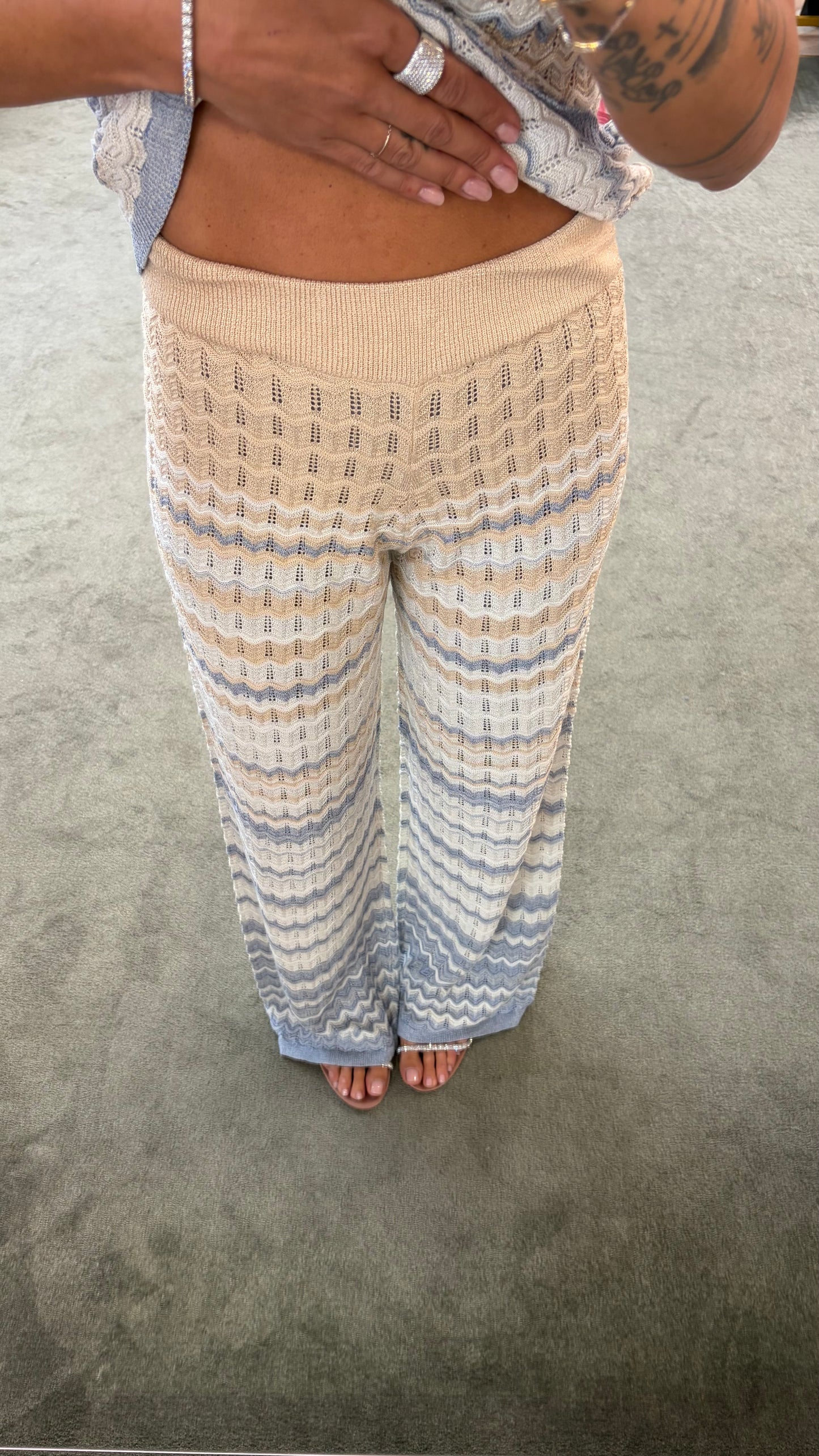 Pantaloni missoni vibes azzurro e beige bj