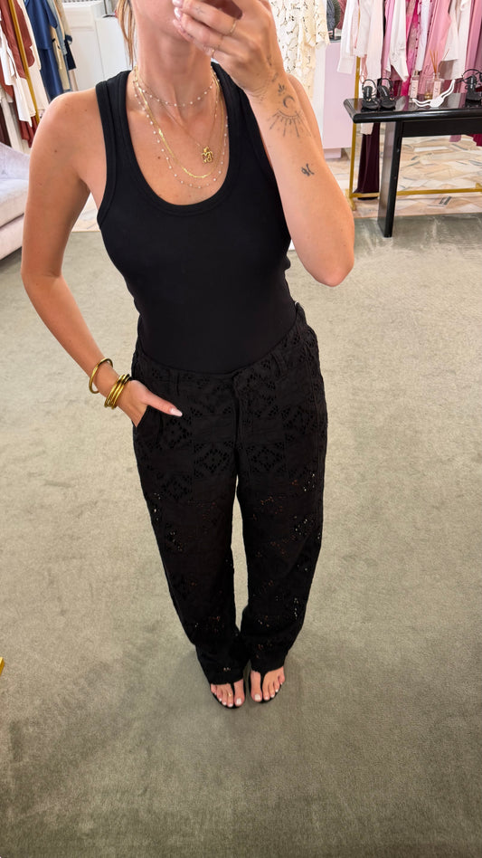Pantaloni neri in sangallo jx