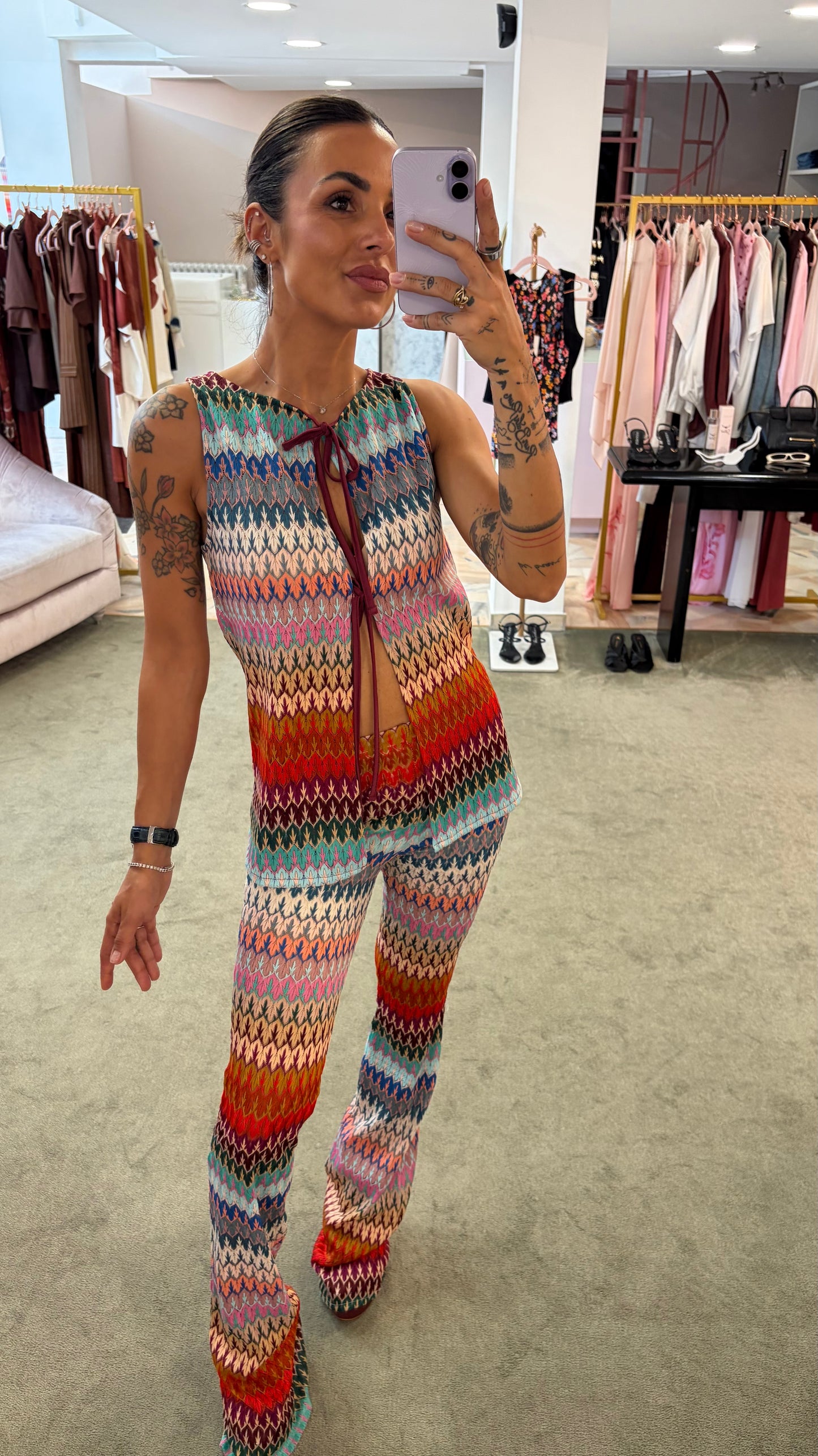 Pantaloni a zampa multicolor missoni vibes ks