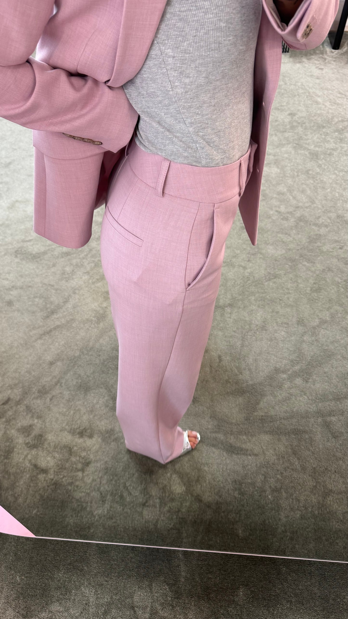 Pantaloni rosa malva melange dritto sl