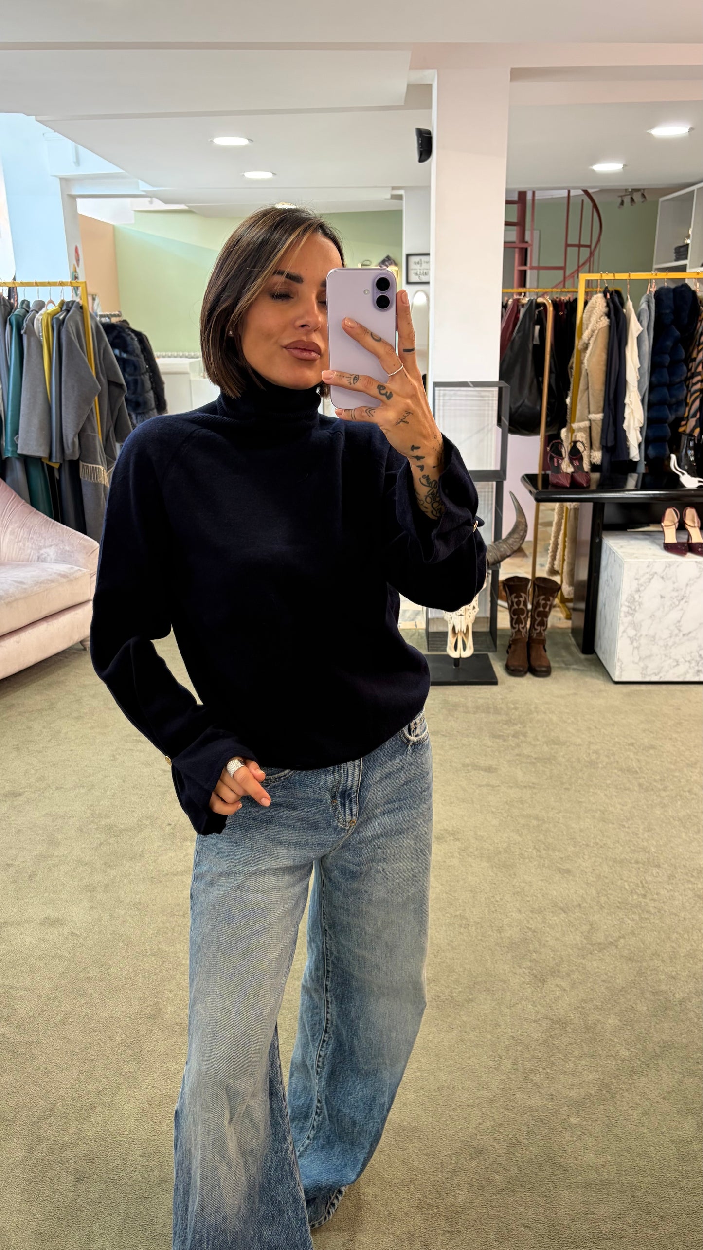 Dolcevita blu notte manica a calla fr