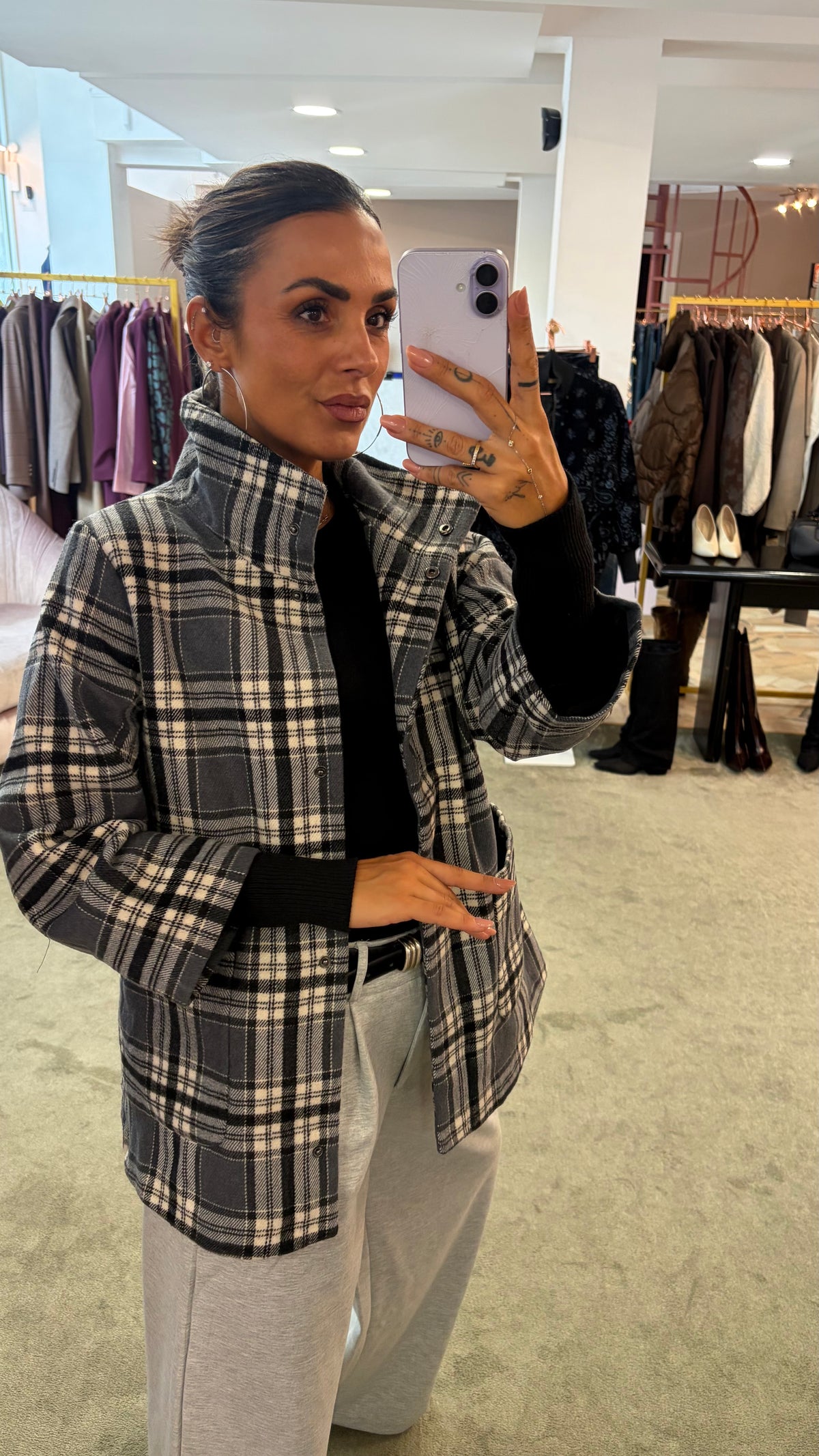 Giacca camicia check grigia sy