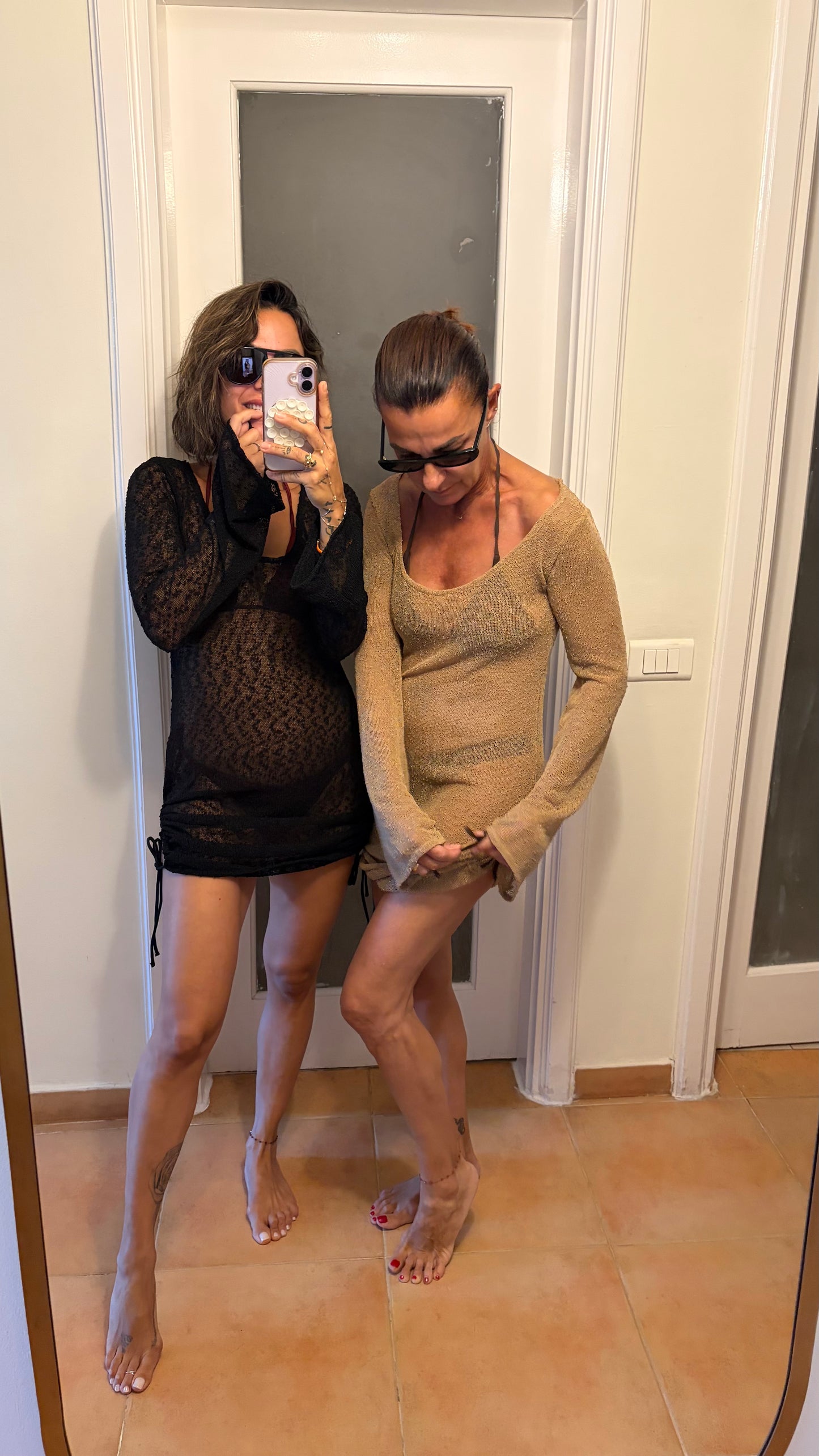 Abito corto nero in maglina trasparente Me Fui