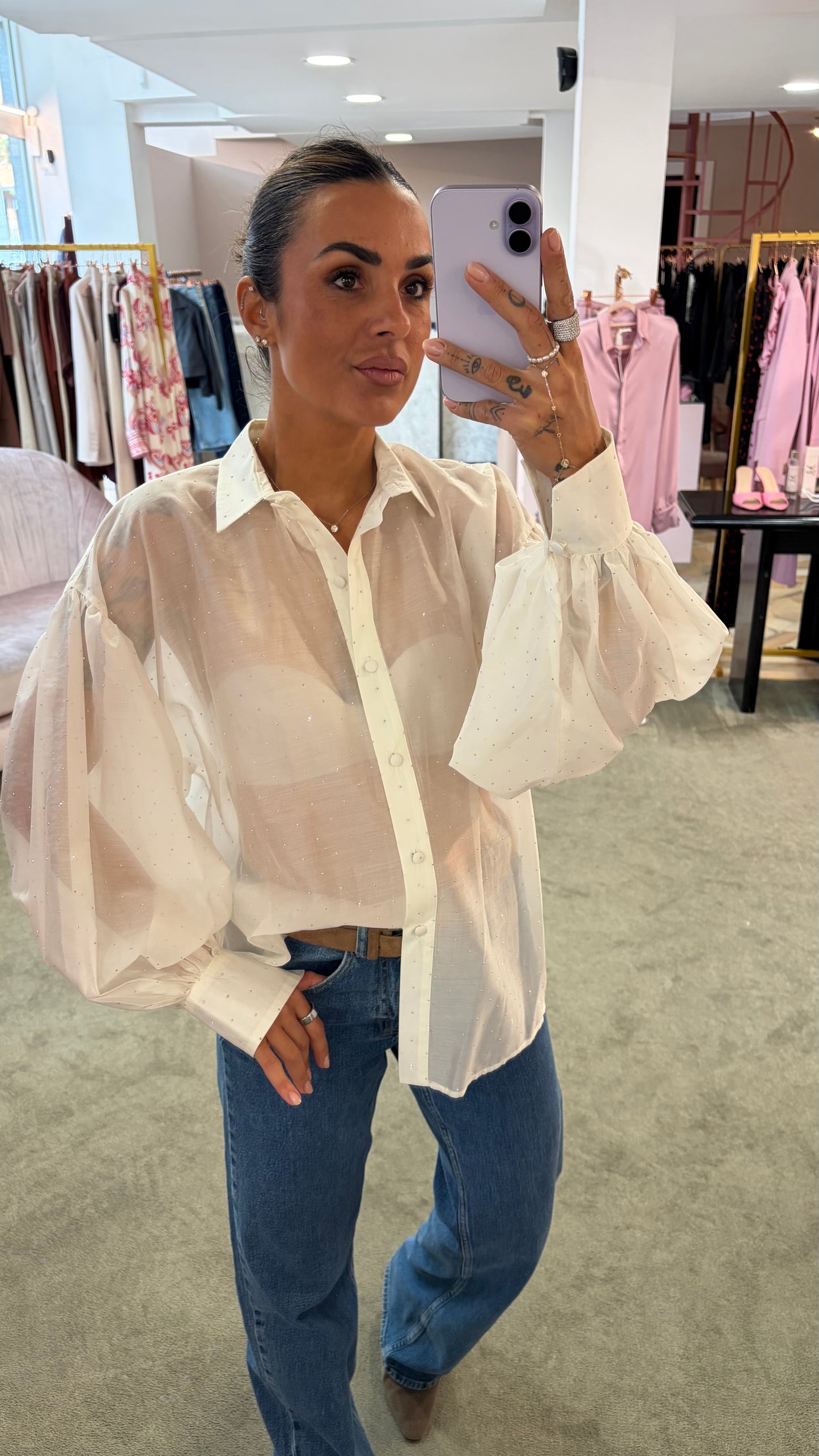 Camicia bianco con cristalli Actualee