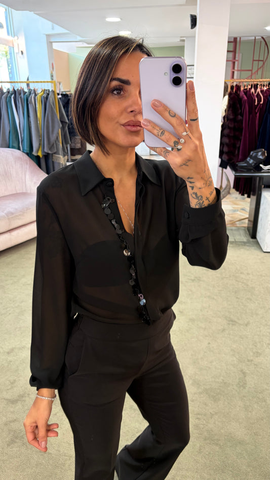 Camicia nera con paillettes fr