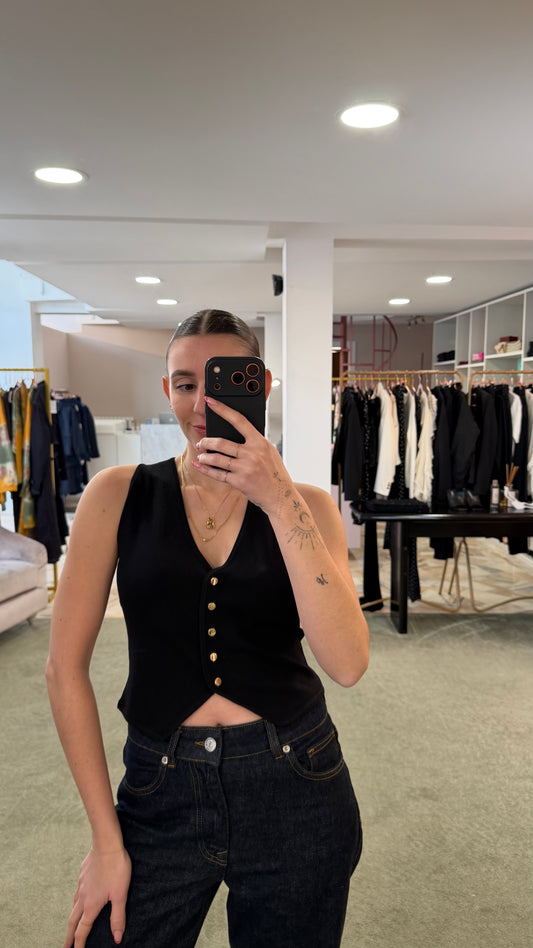 Gilet nero in viscosa fr