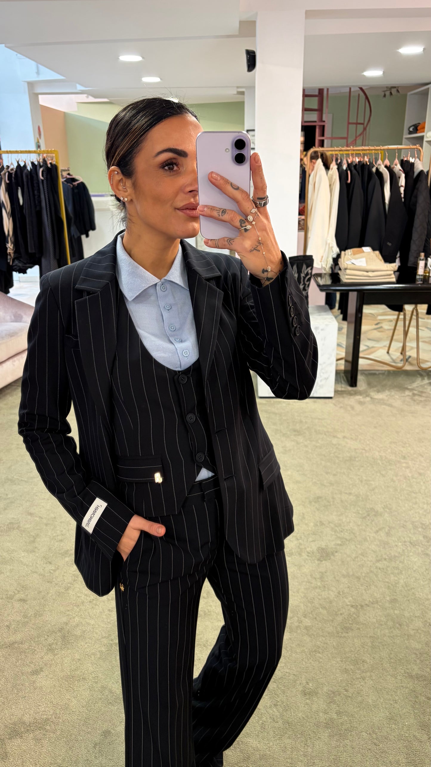 Blazer monopetto blu notte Hinnominate gessato