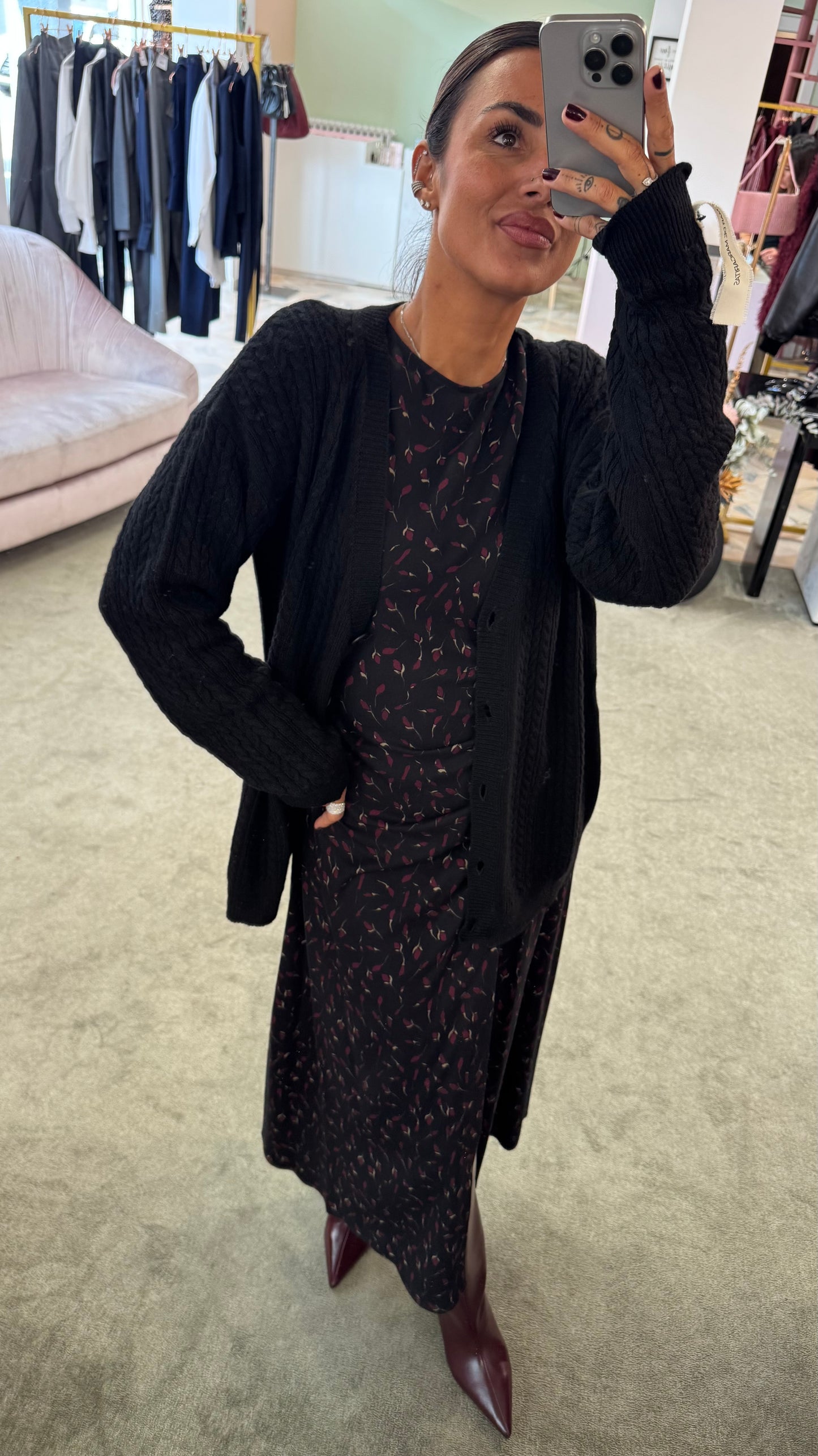 Cardigan a trecce MAR DE MARGARITAS nero