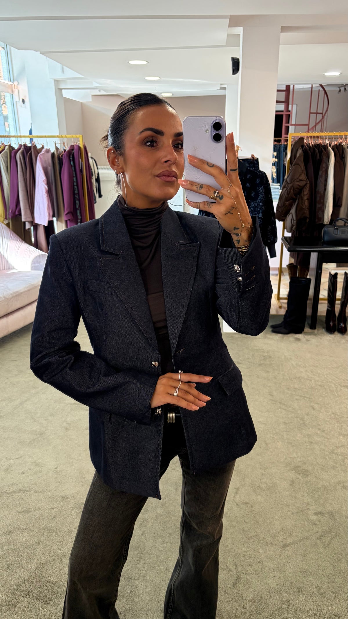 Blazer in denim scuro slim strutturato gl