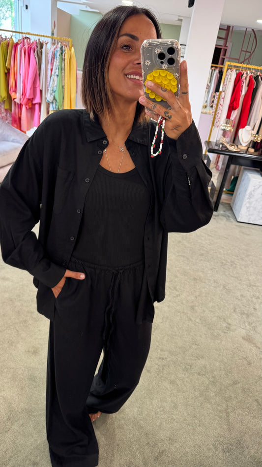Camicia nera  in lino jx