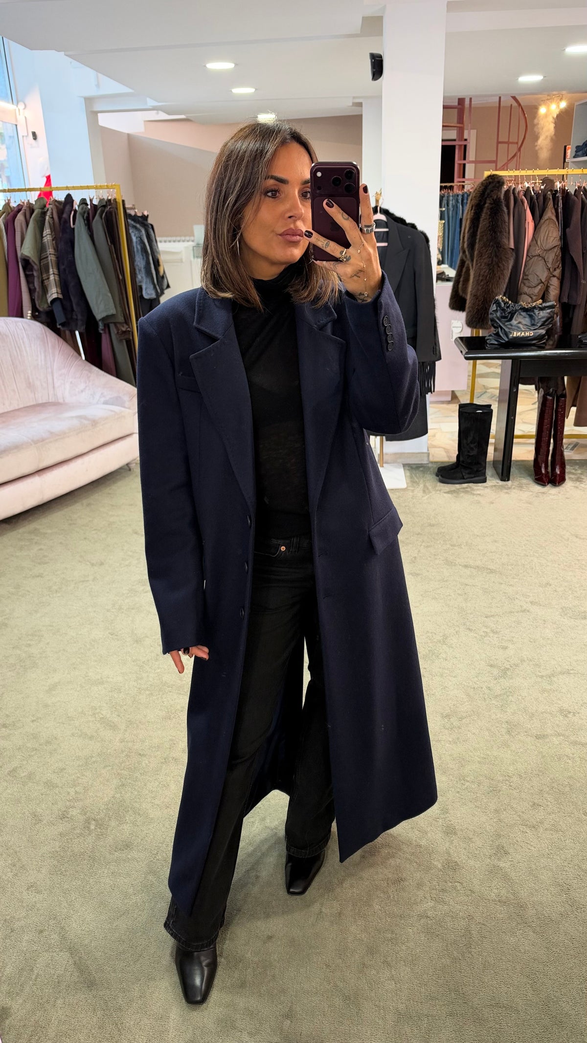 Cappotto blu notte monopetto over Mar de Margaritas