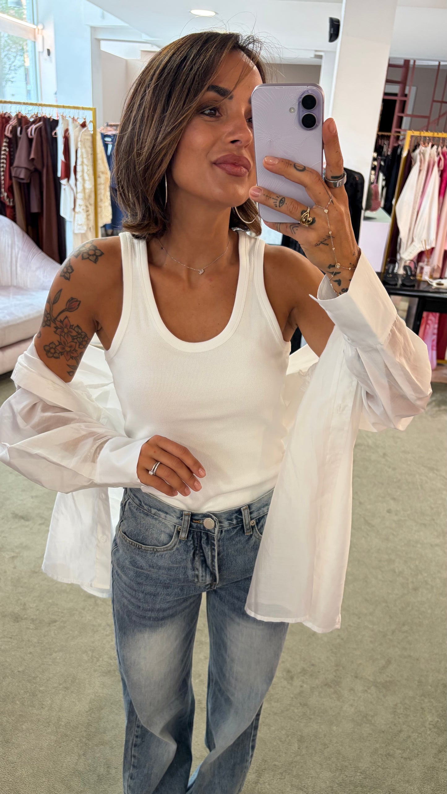 Camicia over bianca trasparente gl