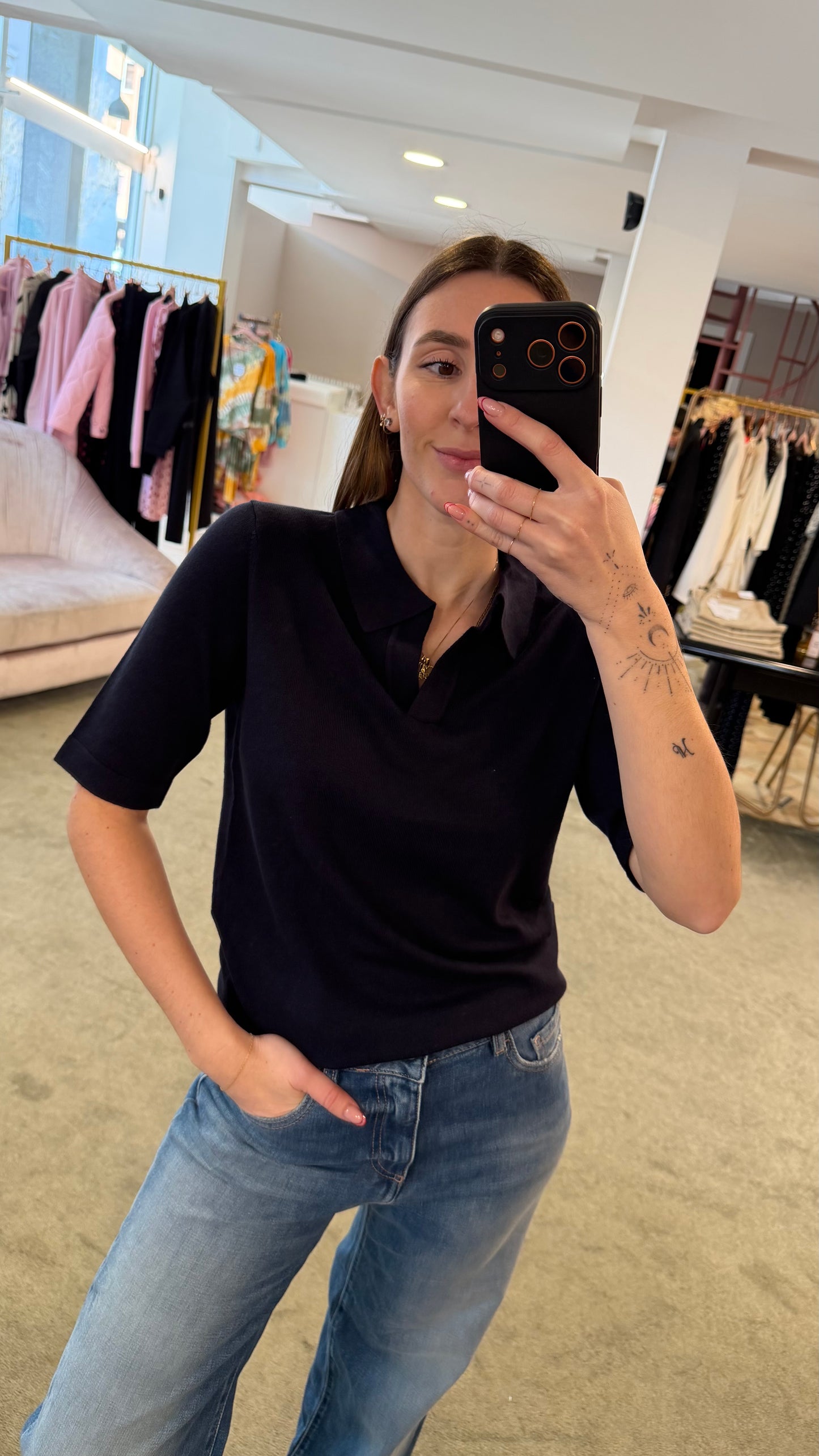 Polo blu notte mezza manica sy