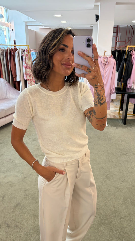 Maglia girocollo panna manica corta glp