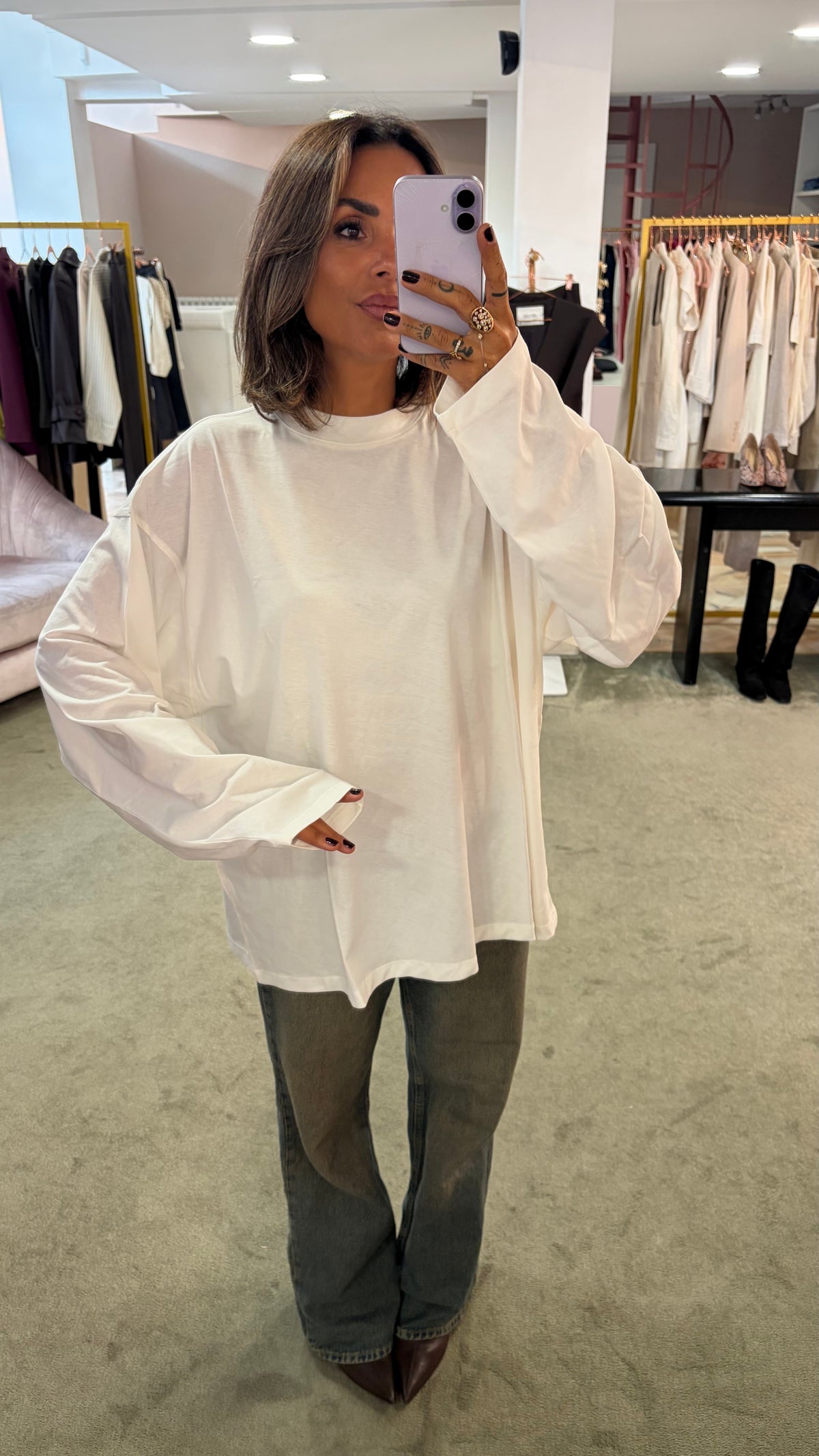 T-shirt over bianca manica lunga ks
