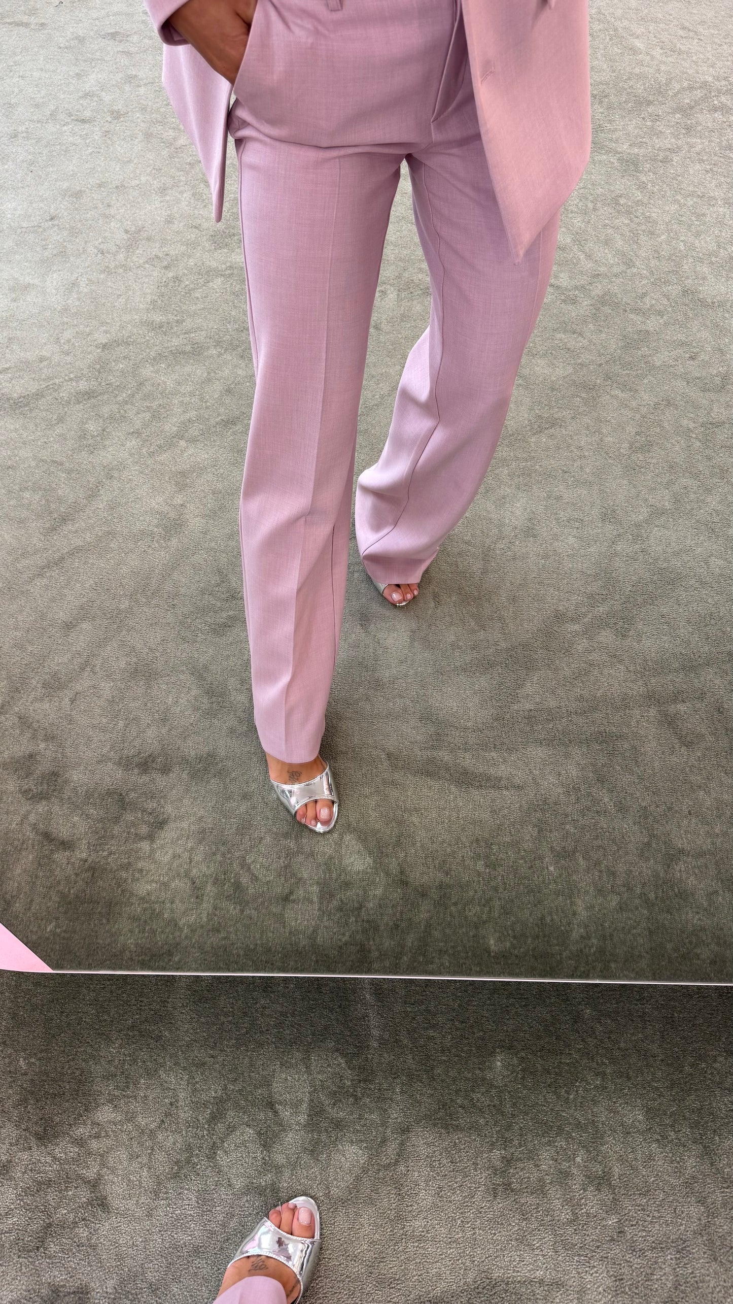 Pantaloni rosa malva melange dritto sl