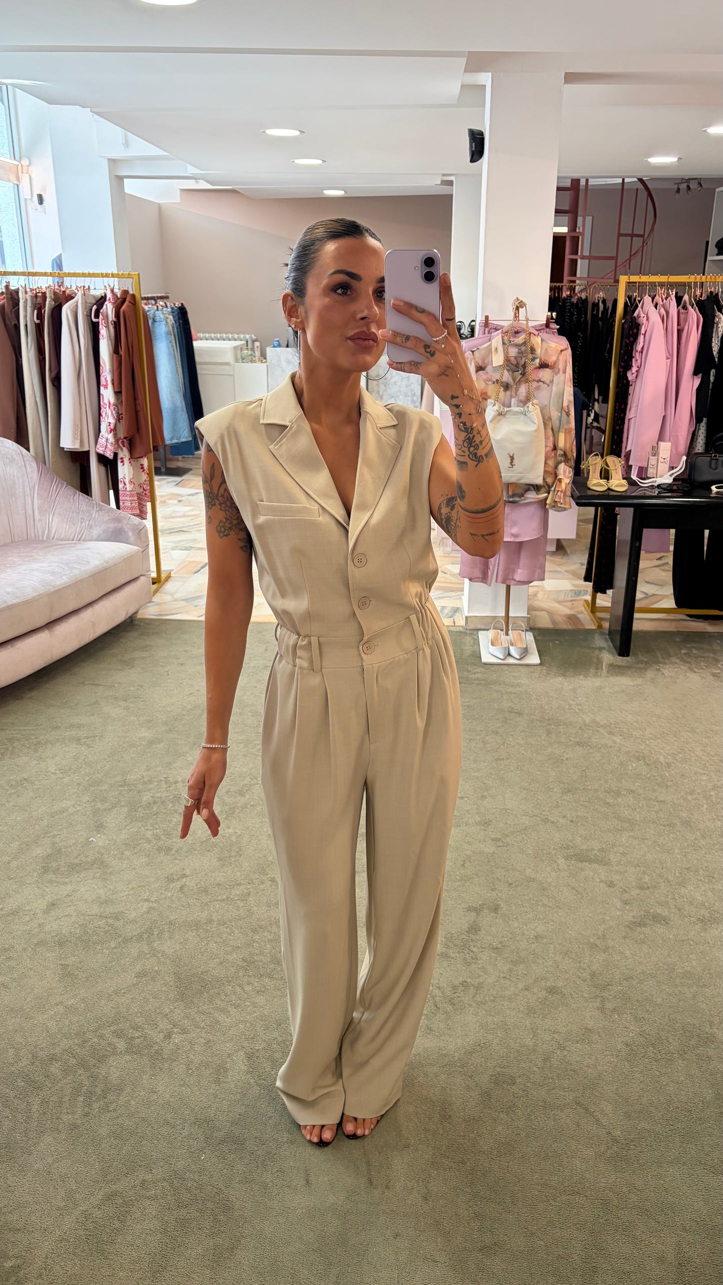 Jumpsuit ecru smanicata fr