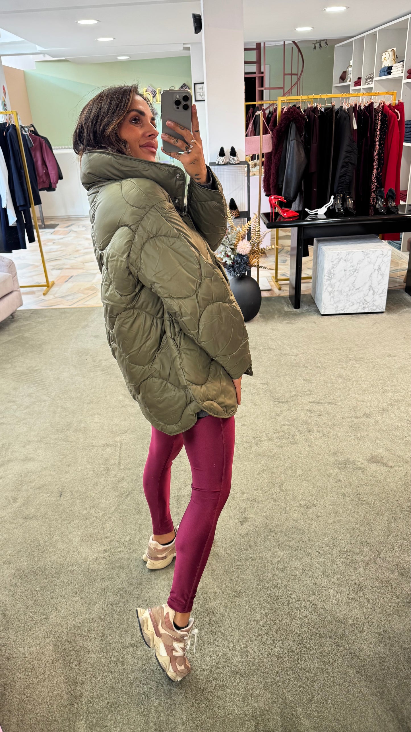 Piumino stella verde oliva trapuntato jx