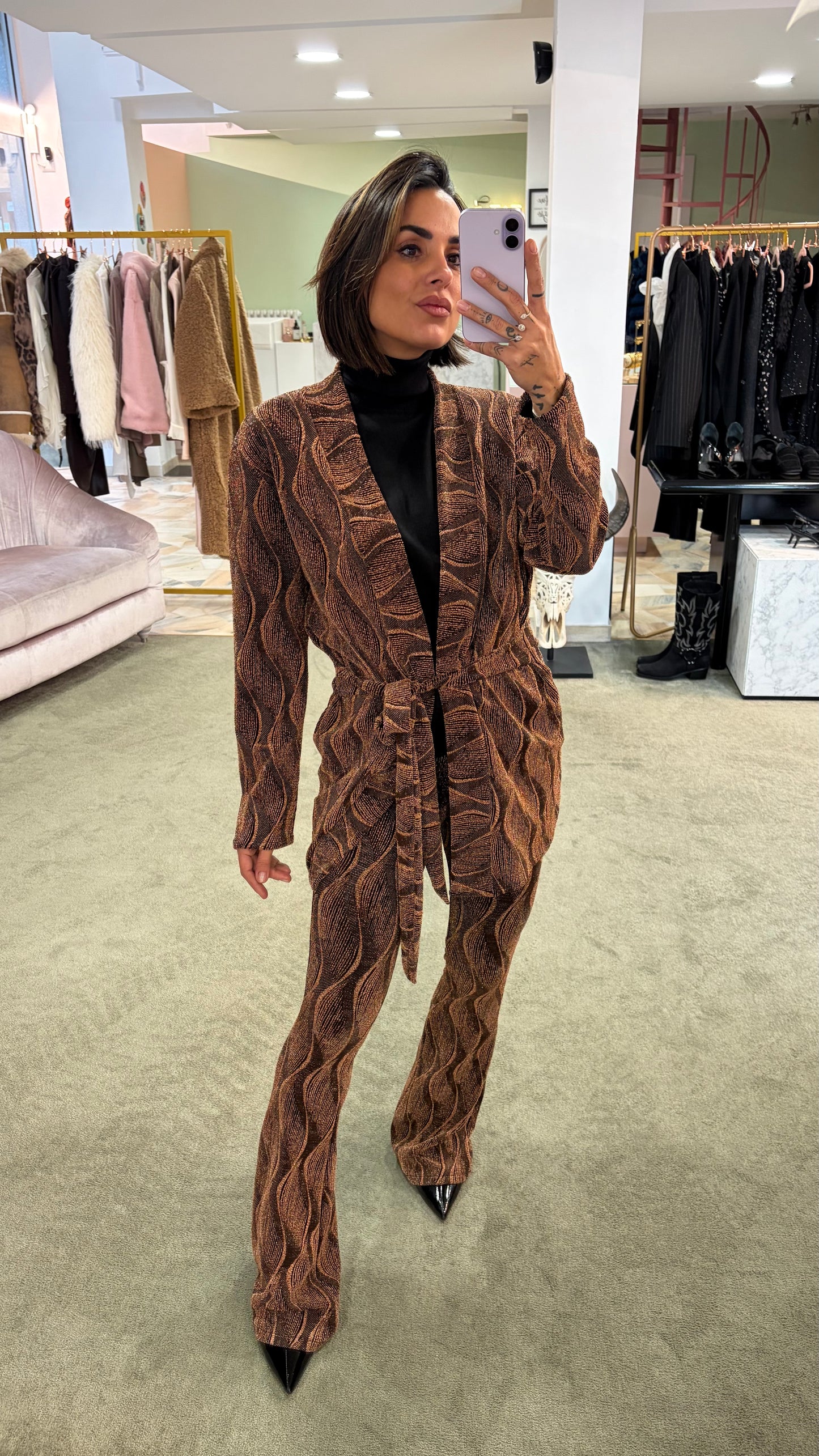 Cardigan fantasia ruggine lurex mq