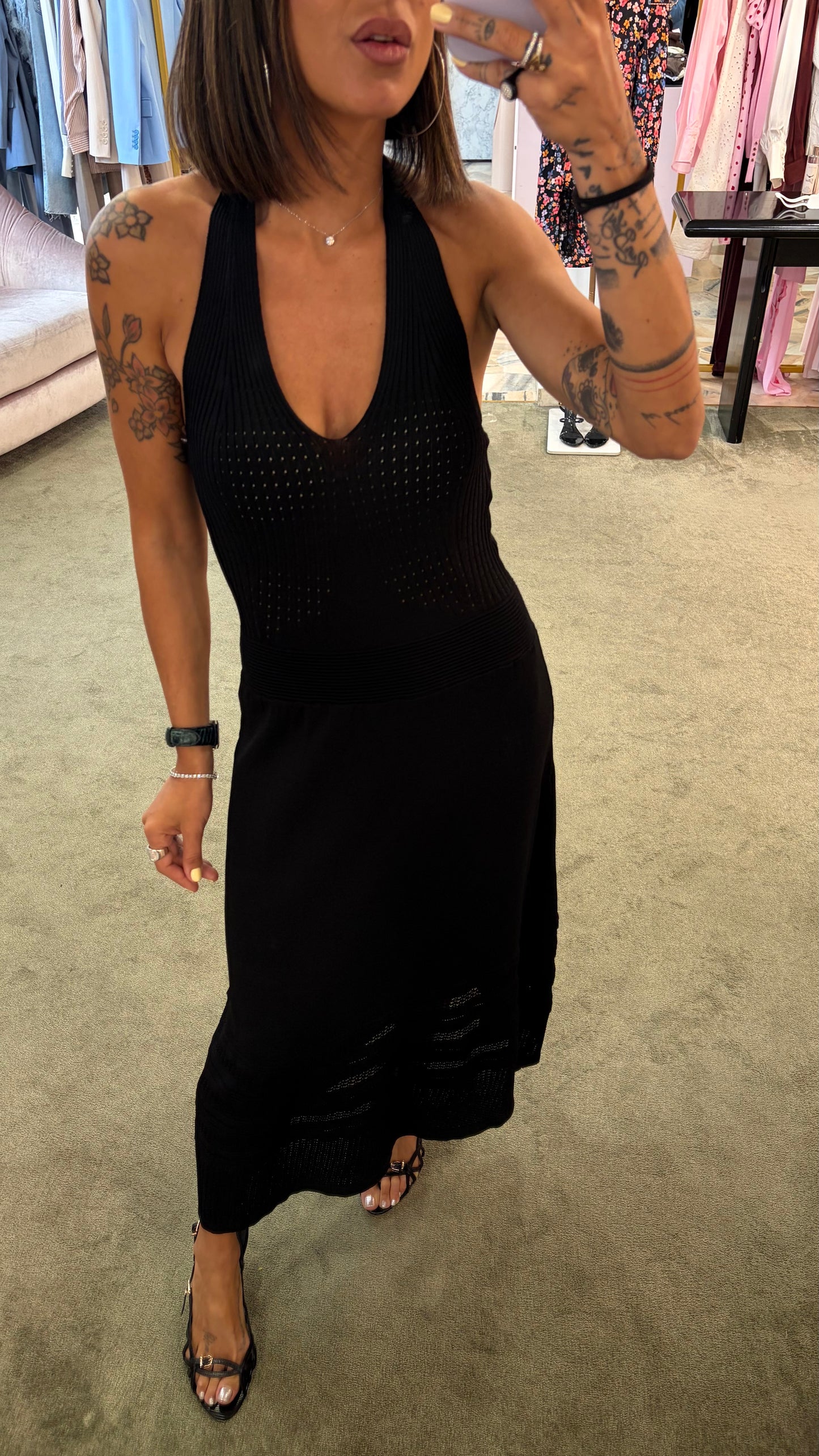 Abito midi nero in maglia bj