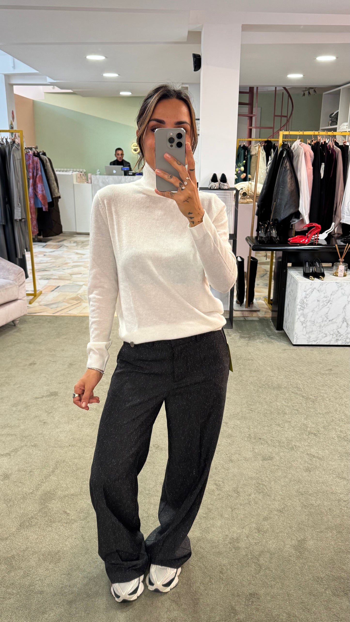 Pantaloni nero sale e pepe ellis con pences jx