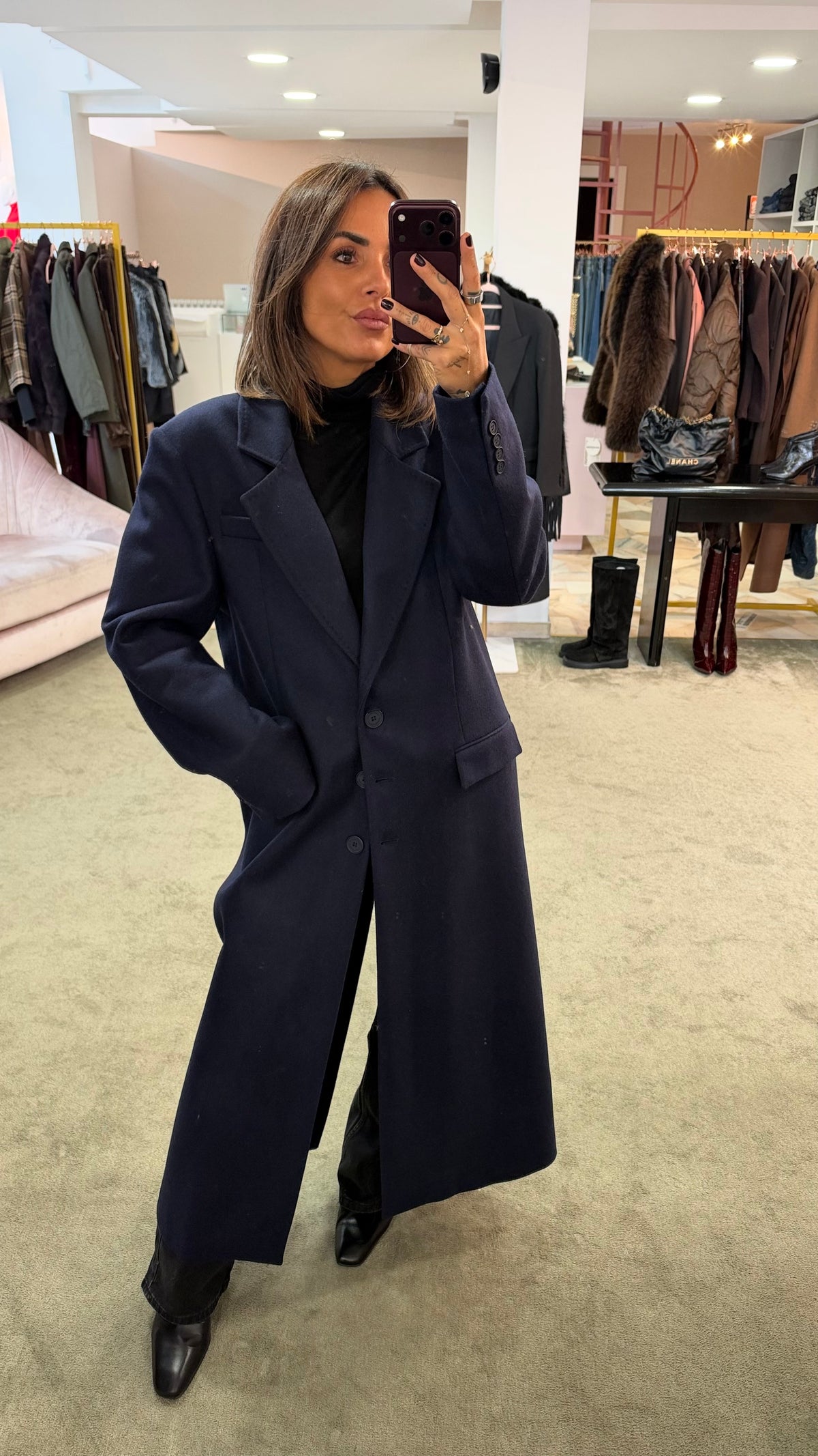 Cappotto blu notte monopetto over Mar de Margaritas