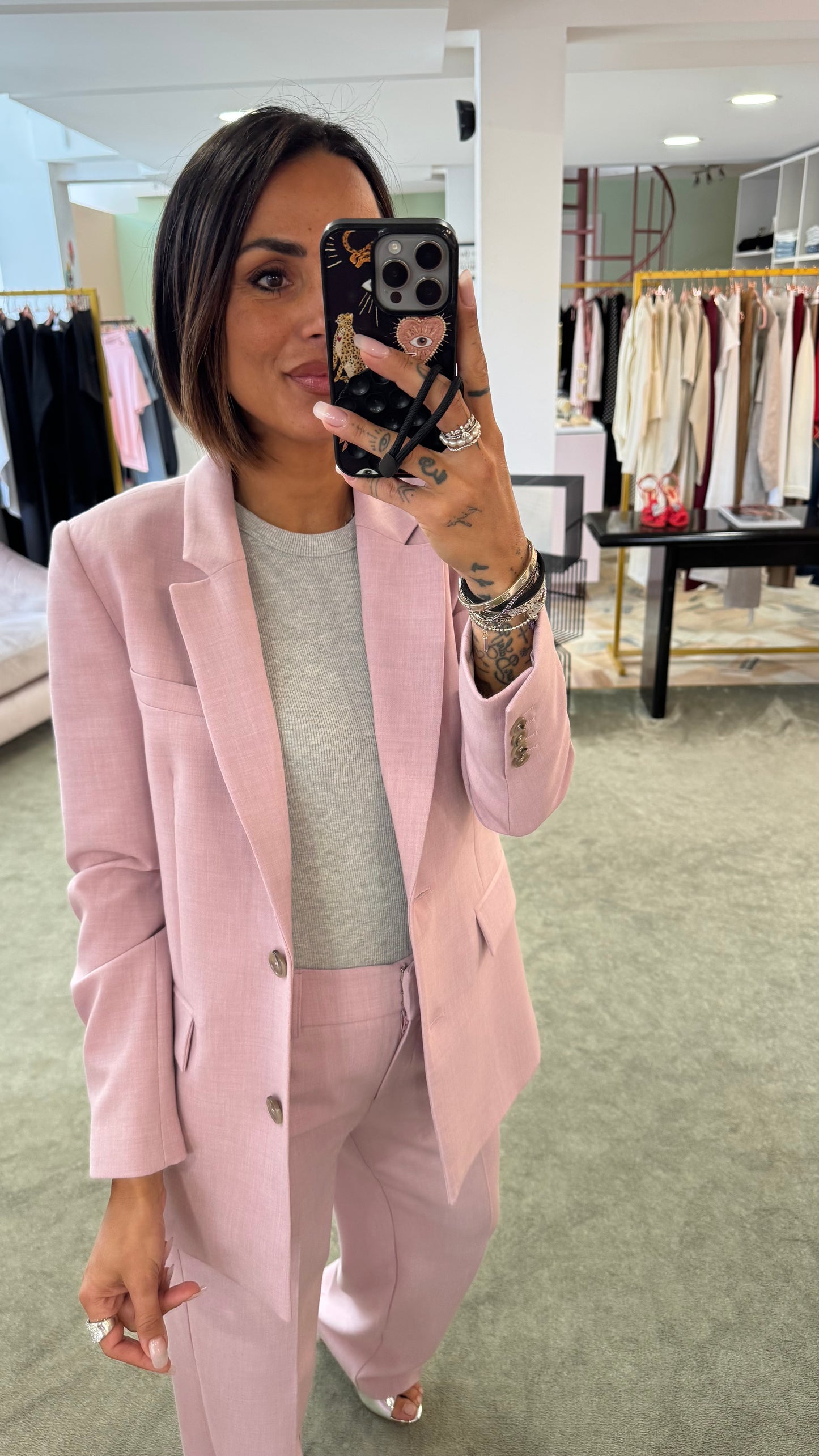 Blazer rosa malva melange dritto sl