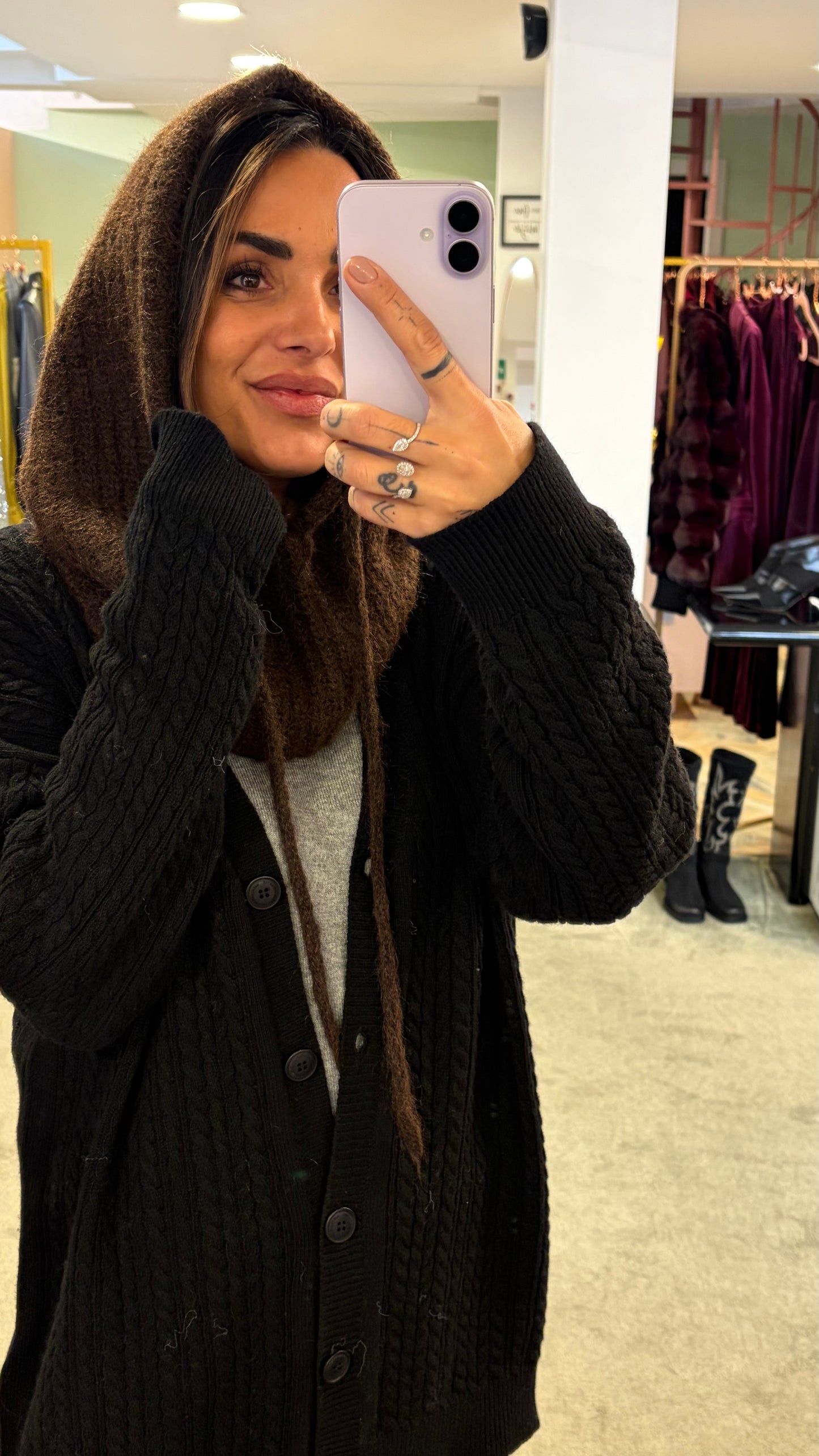 Balaclava marrone a costine