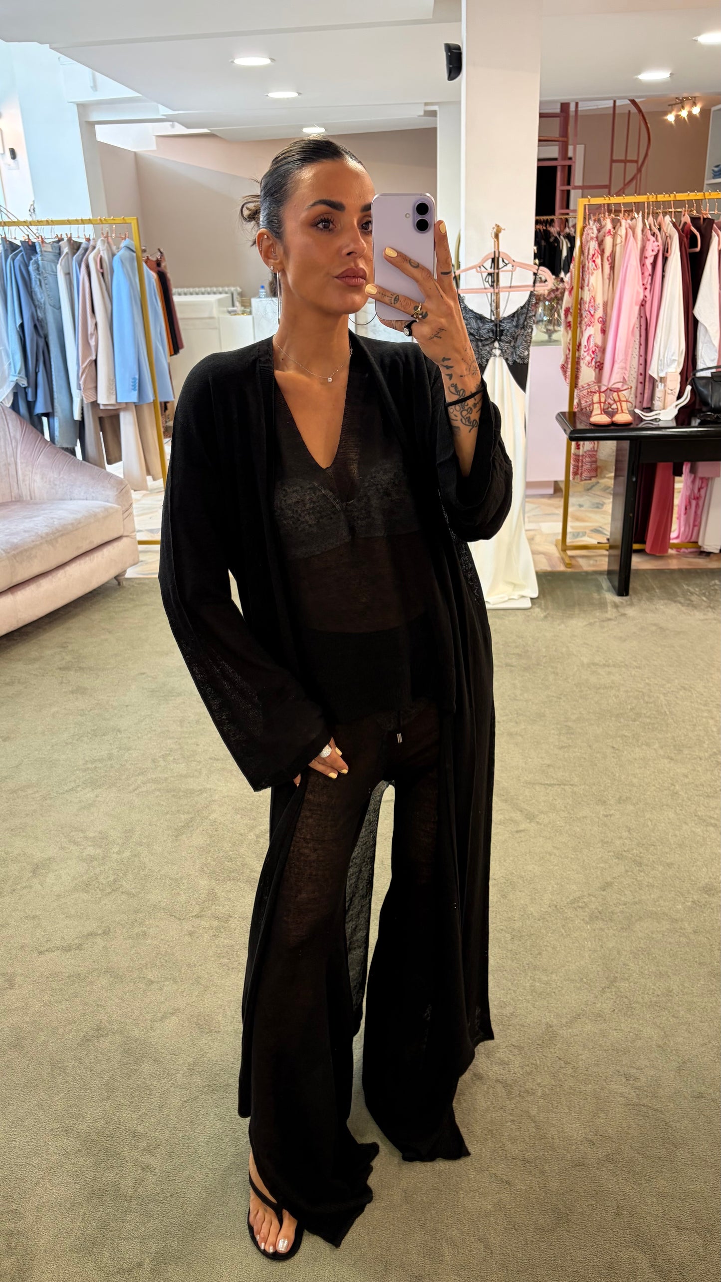 Pantaloni neri in lino fy