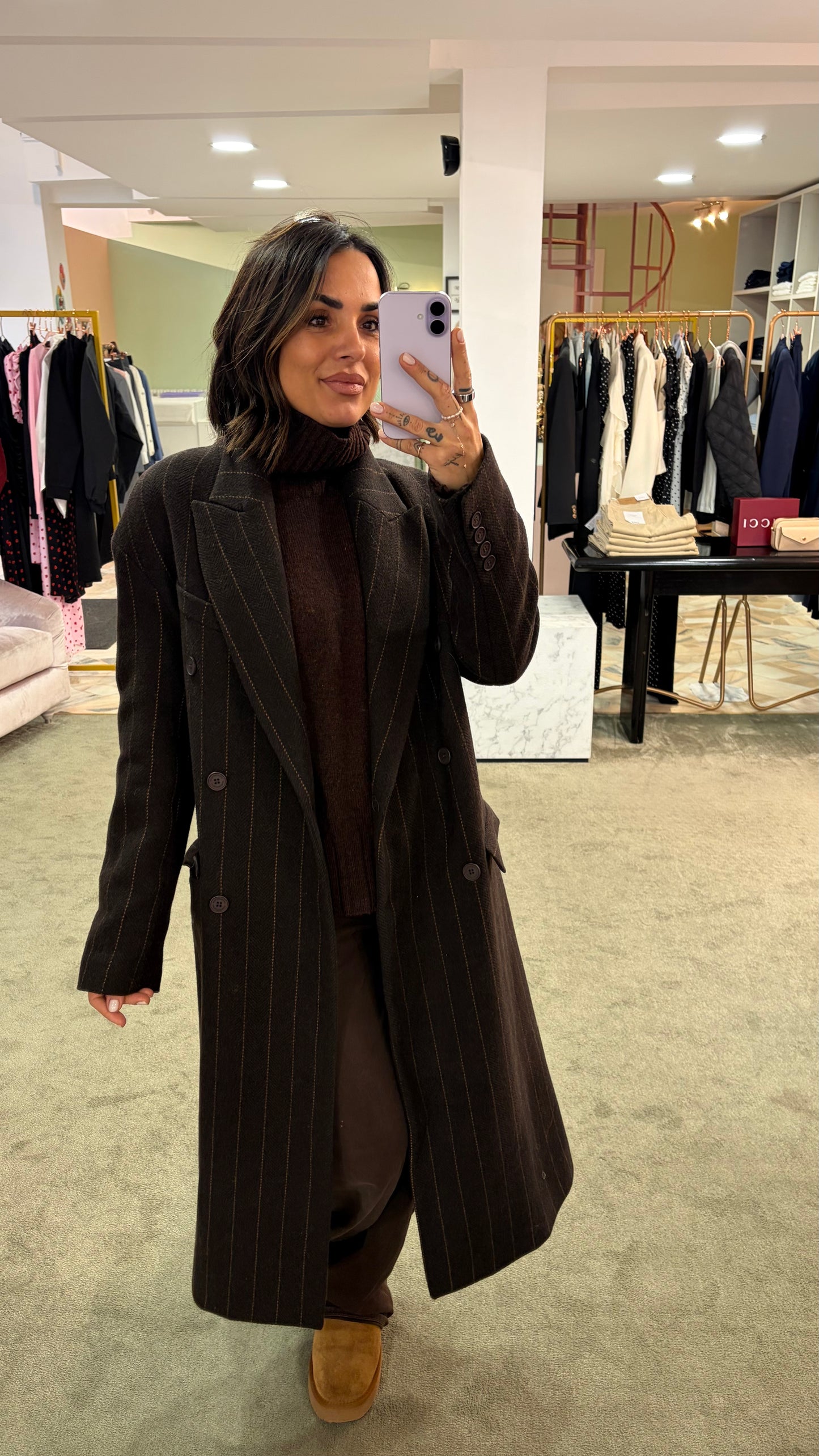 Cappotto marrone gessato Mar De Margaritas