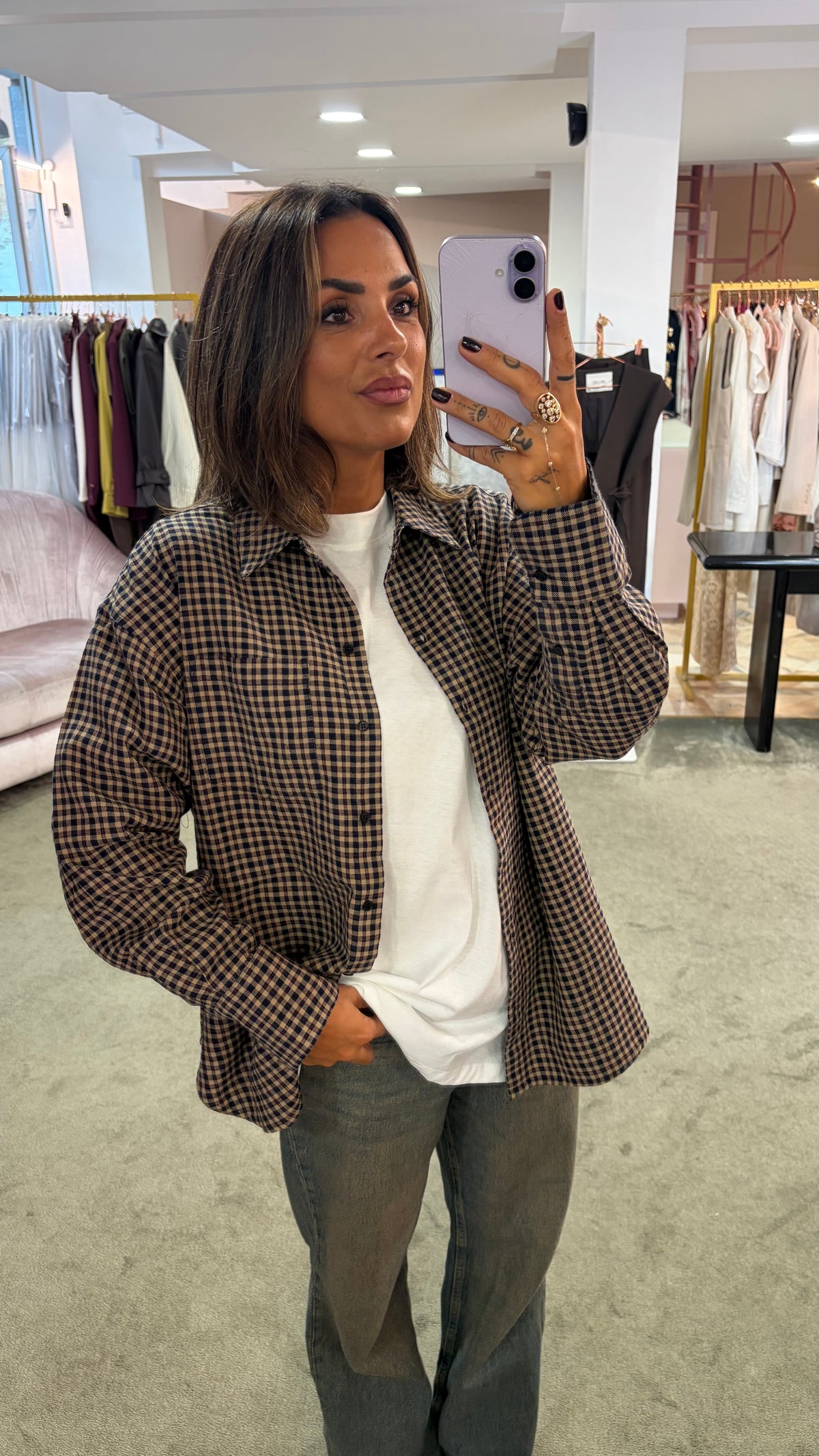 Camicia a quadri marrone jx