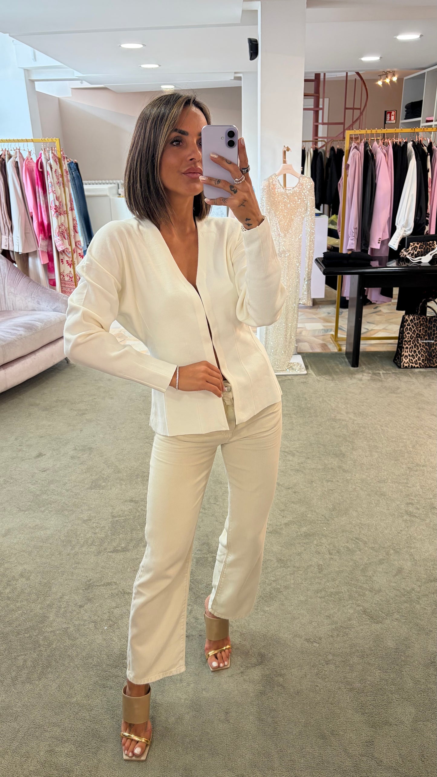 Cardigan giacca bianca sciancrata sl